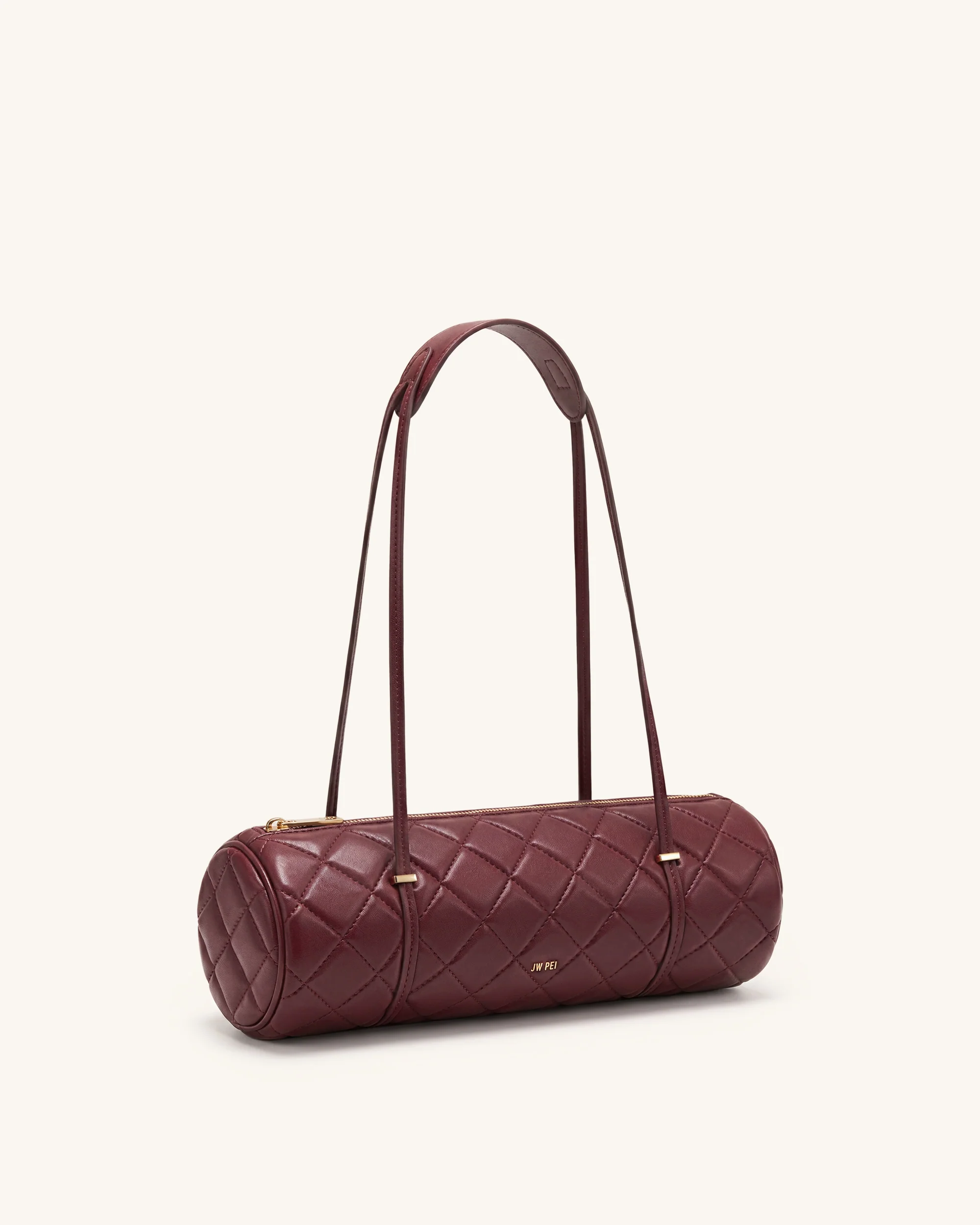 Marcella Quilted Cylinder Shoulder Bag - Burgundy - Image 2