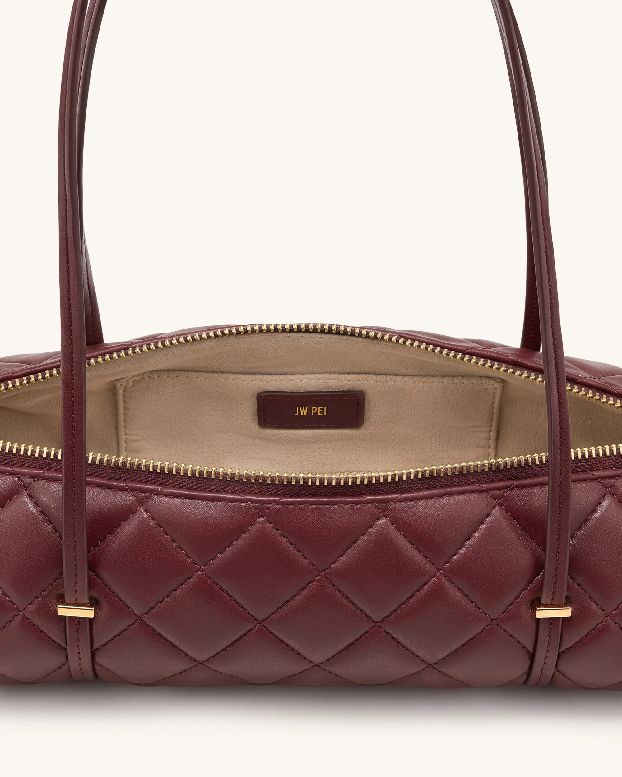 Marcella Quilted Cylinder Shoulder Bag - Burgundy - Image 4