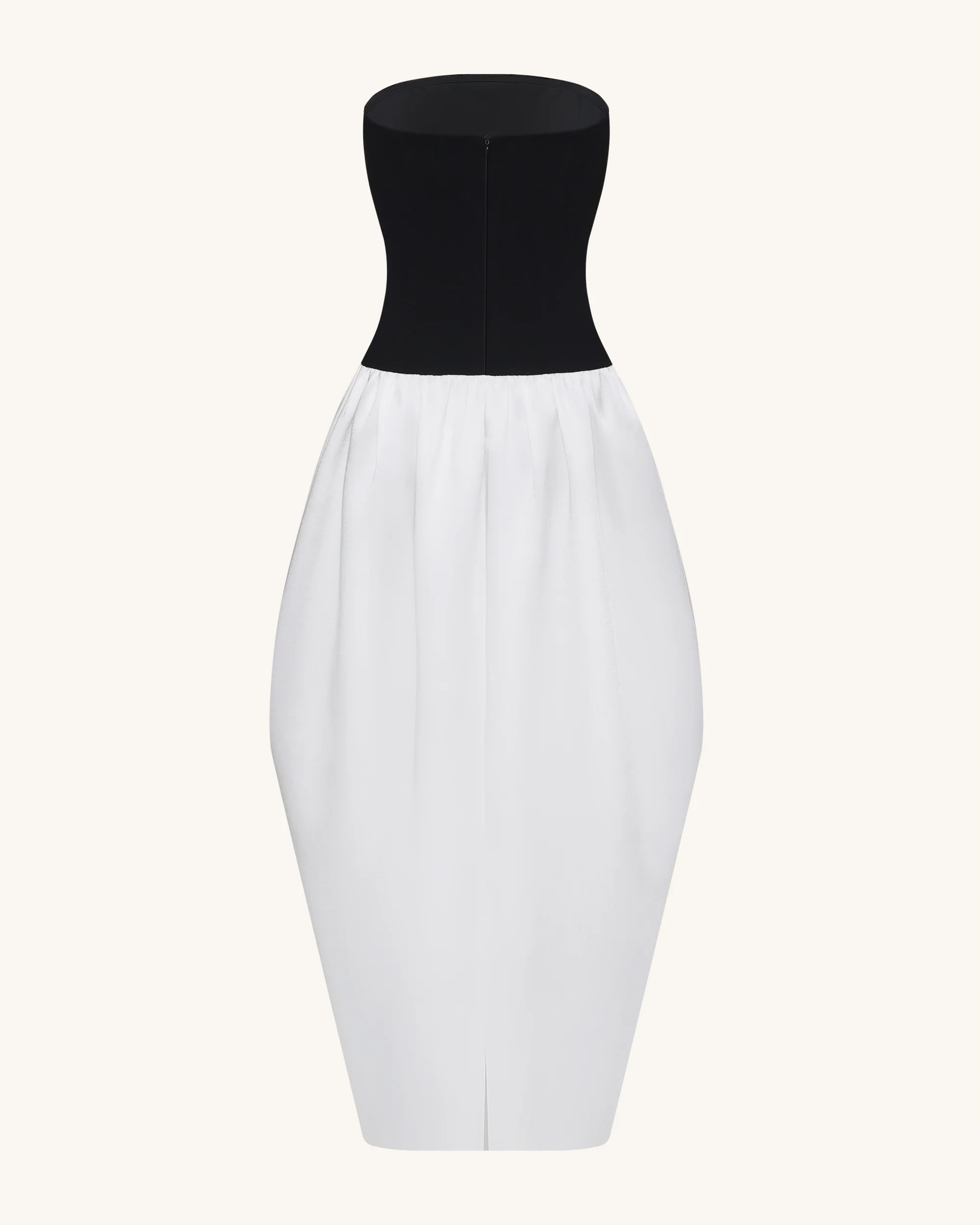 Monochrome Paneled Strapless Sculptural Maxi Dress - Black - Image 6