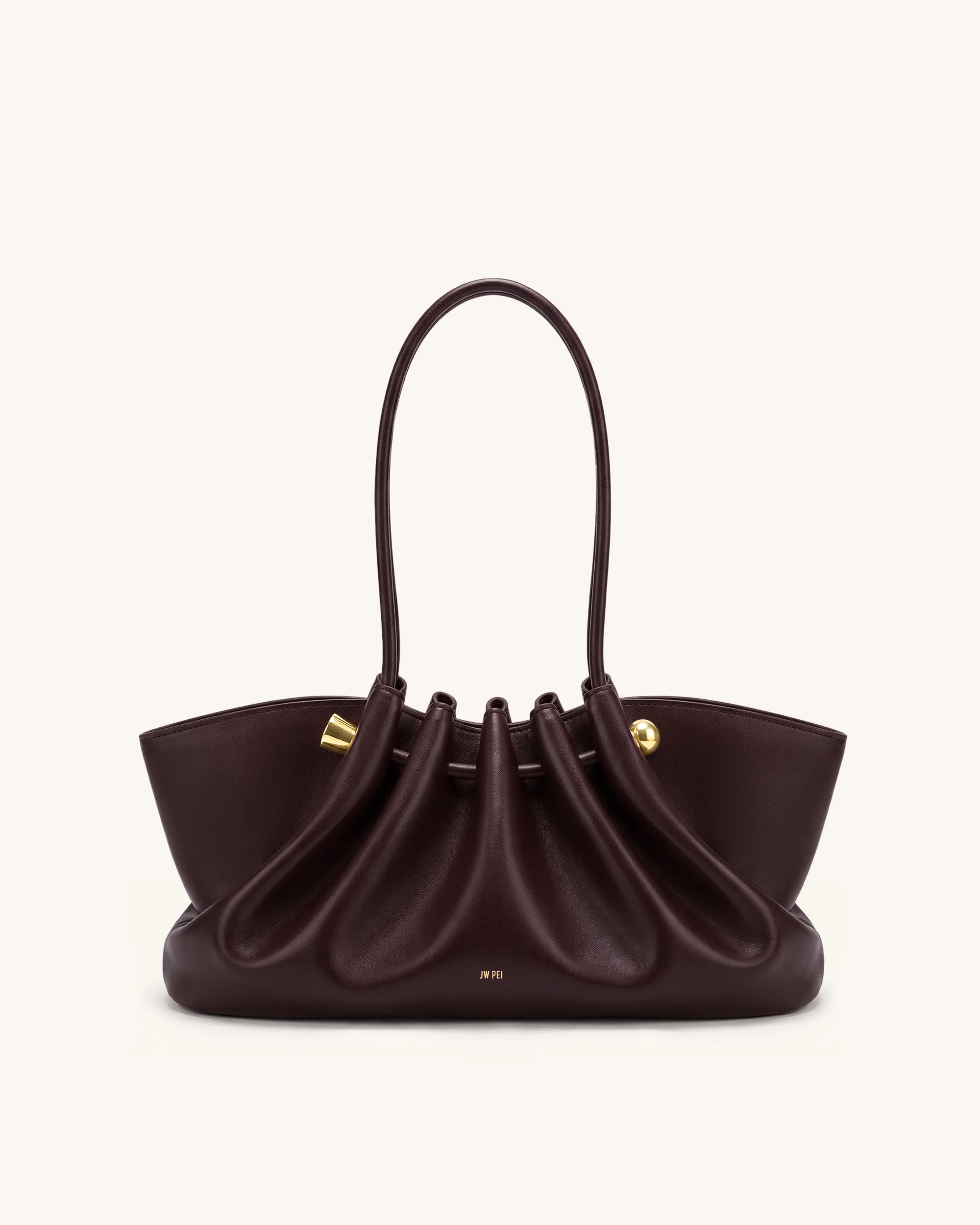 Naomi Gathered Long Handle Shoulder Bag - Deep Burgundy