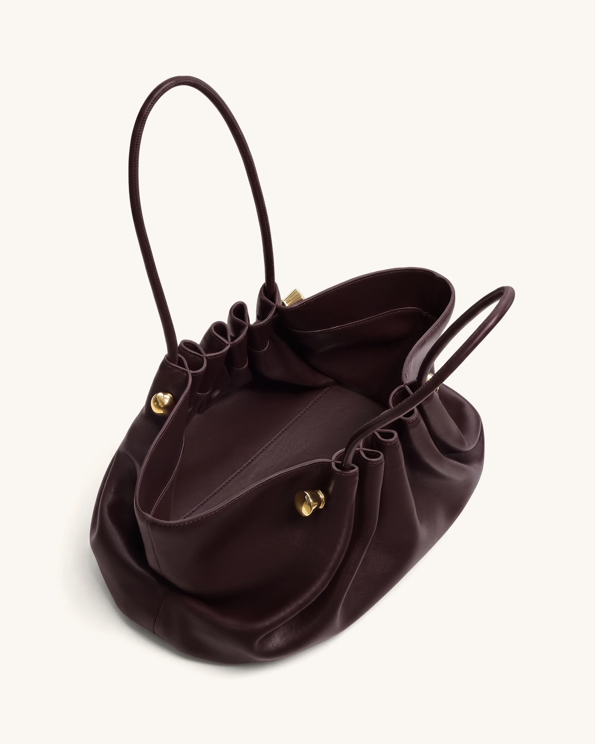 Naomi Gathered Long Handle Shoulder Bag - Deep Burgundy - Image 4