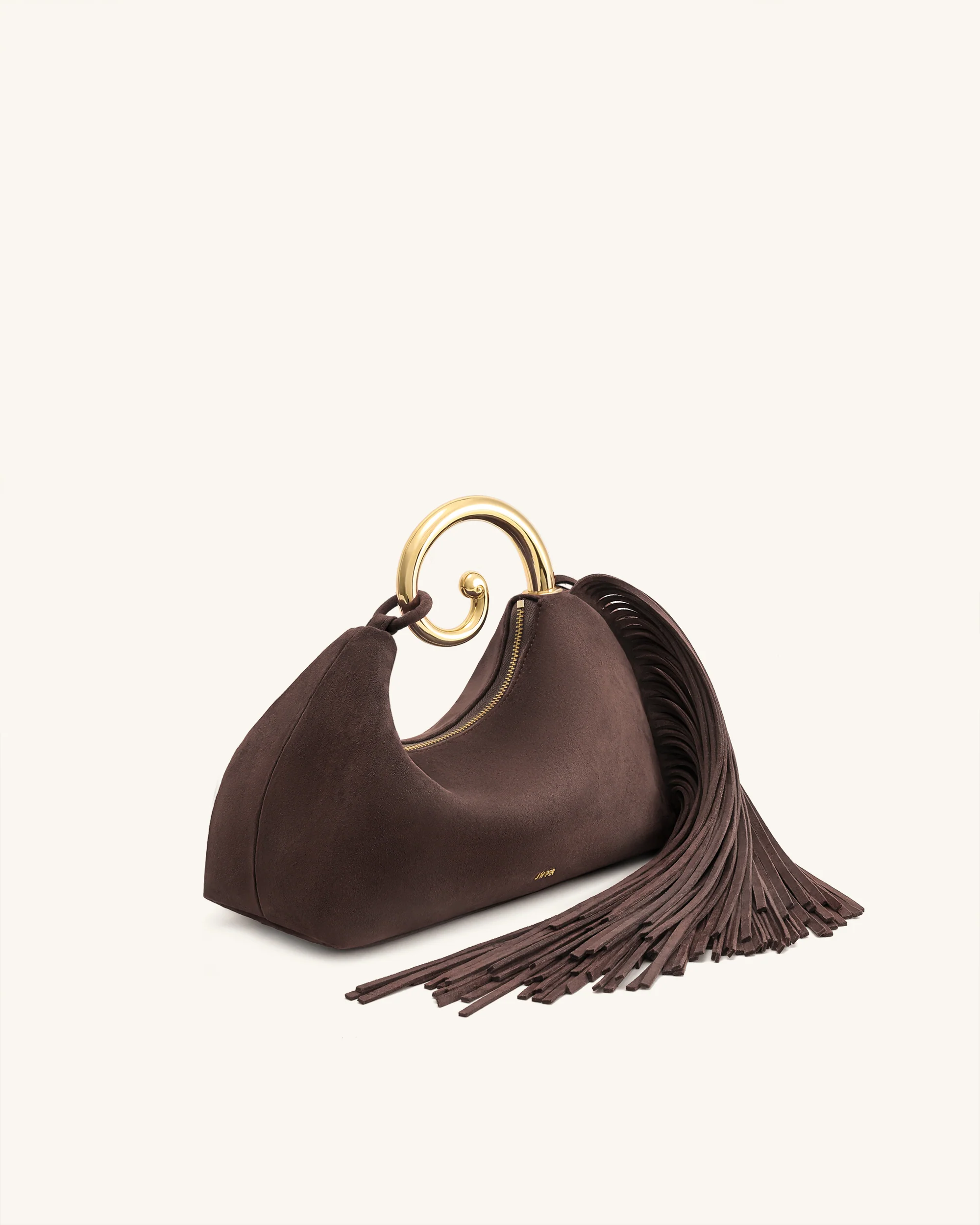 Nell Fringe Hardware Top Handle Bag - Deep Brown - Image 3