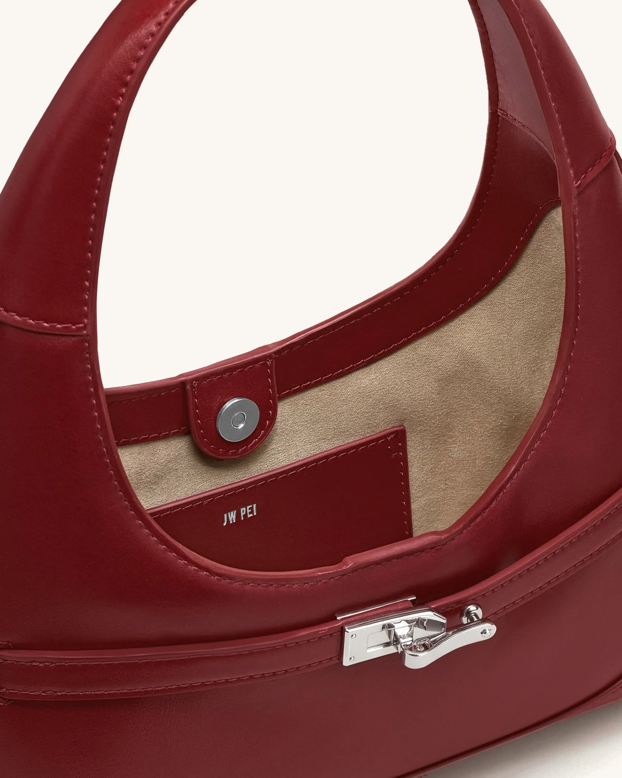 Noelle Belted Shoulder Bag - Deep Burgundy - Image 5