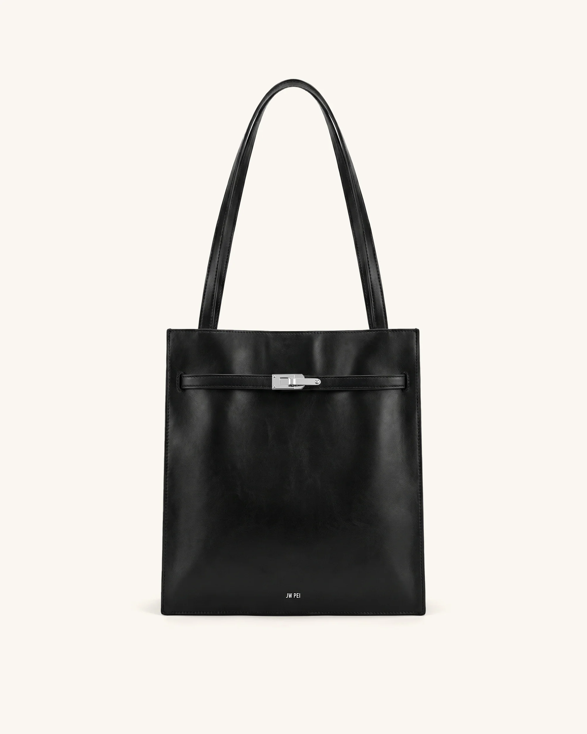 Noelle Belted Tote Bag - Black