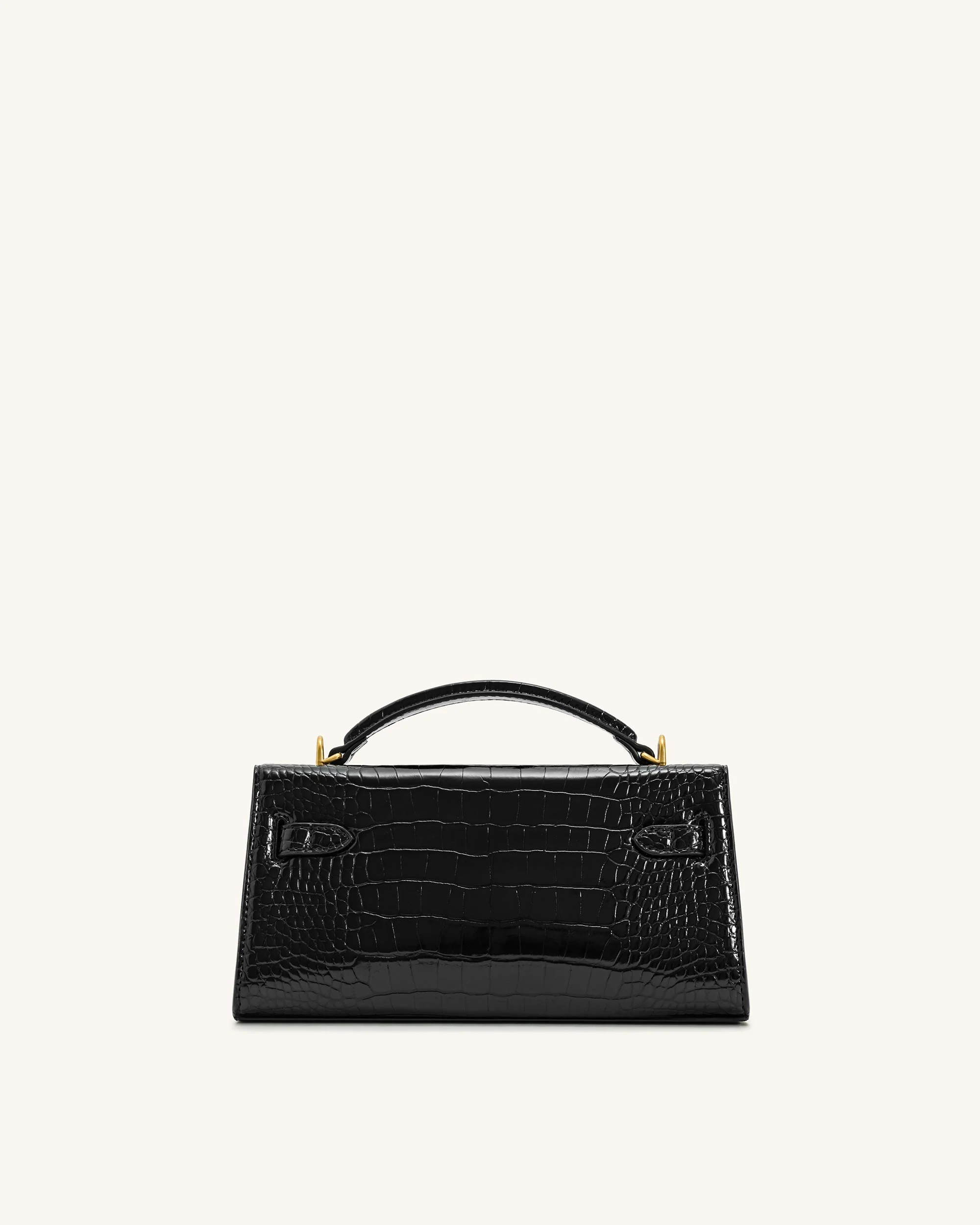 Noor Top Handle Bag - Black Croc - Image 4