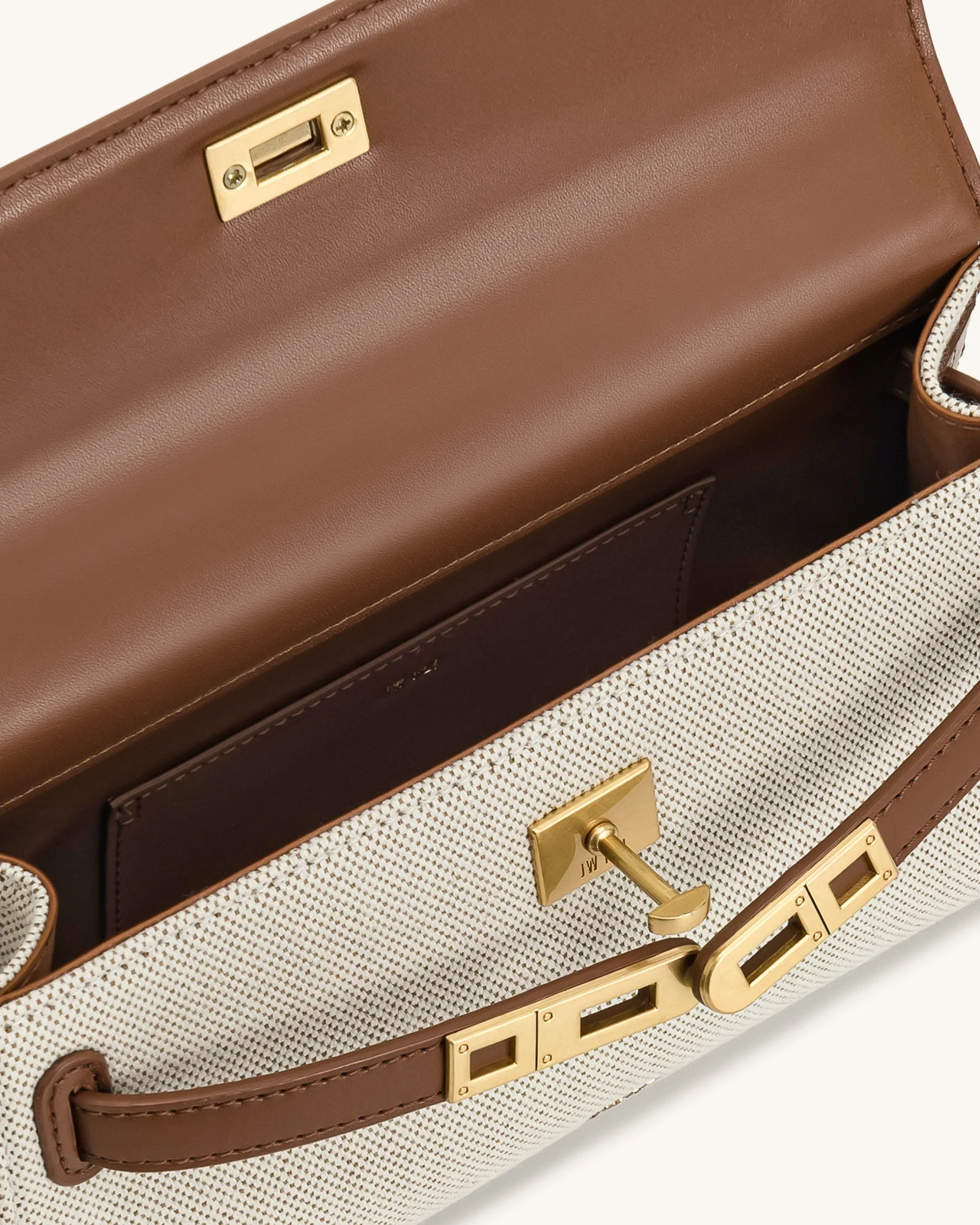 Noor Top Handle Bag - Brown Canvas - Image 4