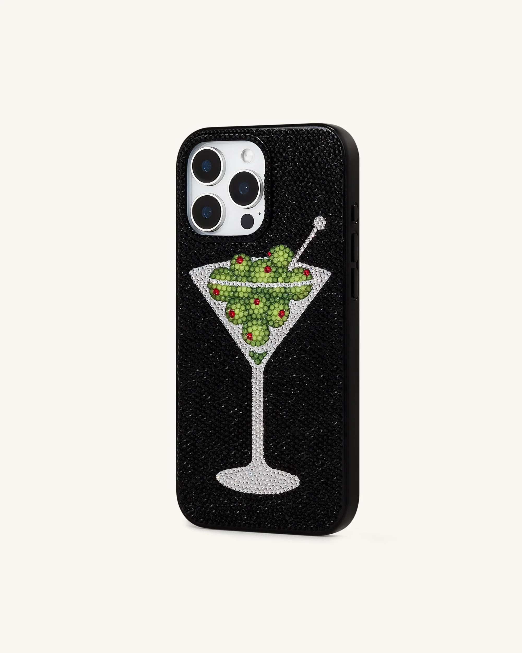 Olive Martini Artificial Crystal Phone Case - Black - Image 3