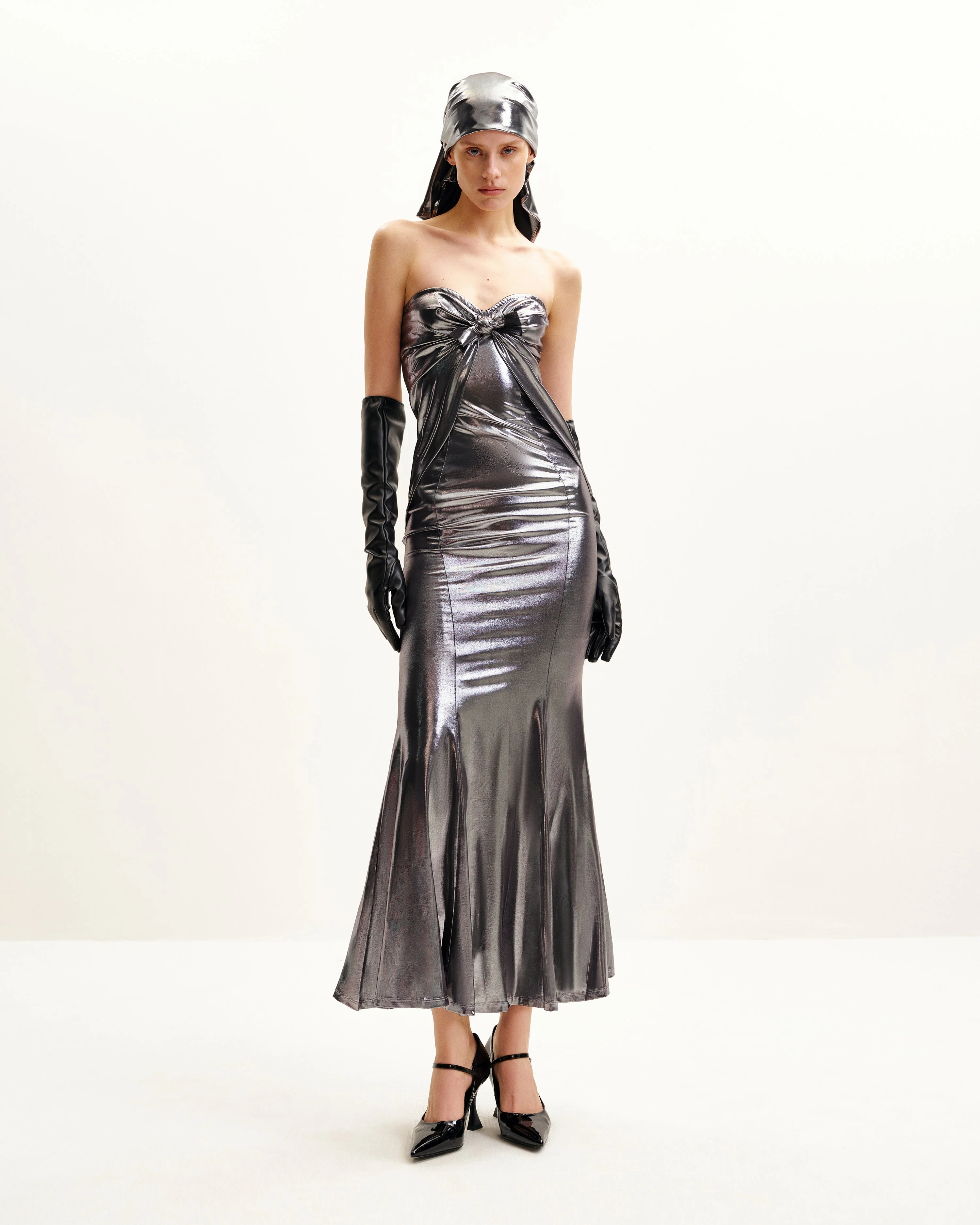 Olivia Silver Maxi Tube Dress - Silver