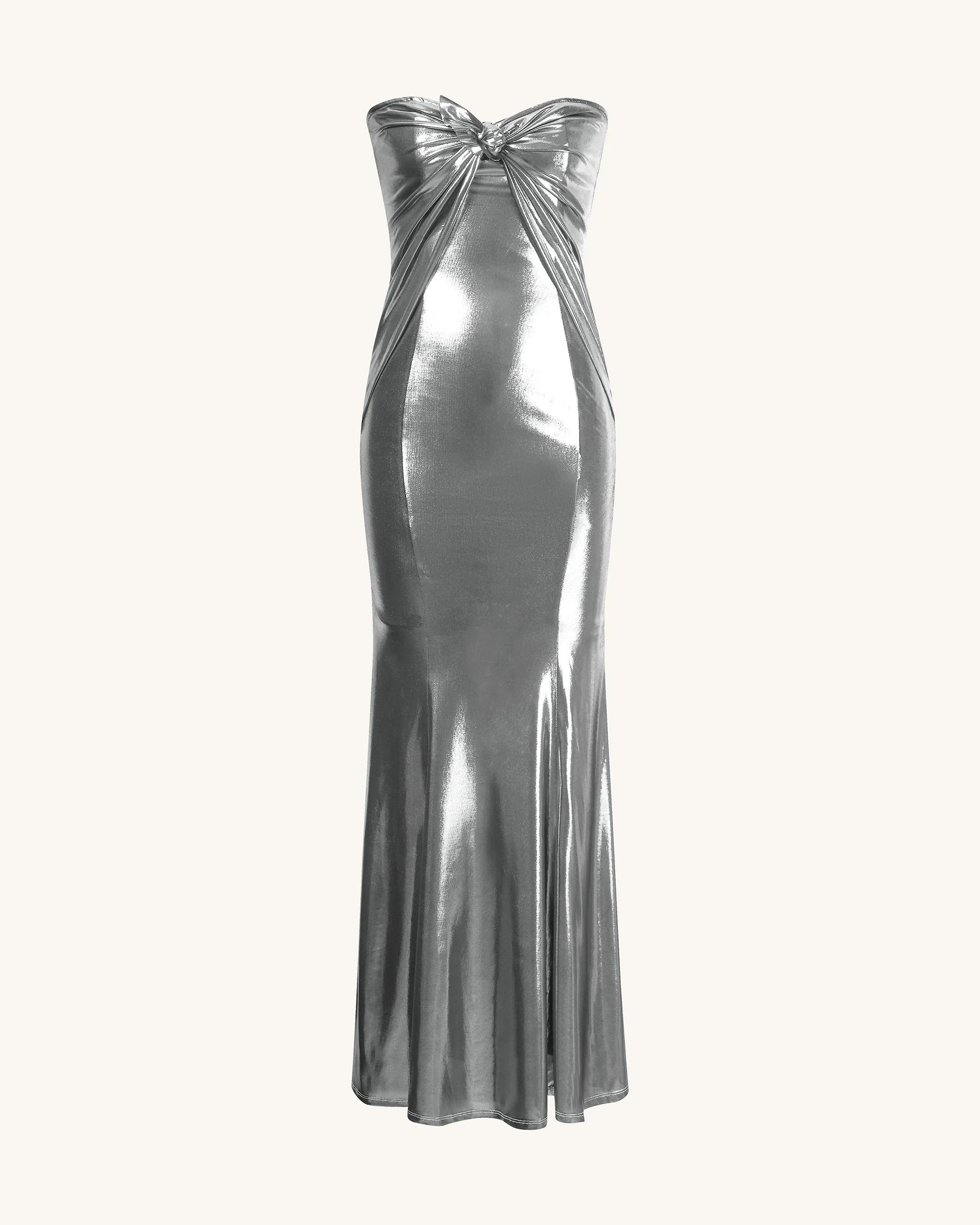 Olivia Silver Maxi Tube Dress - Silver - Image 4