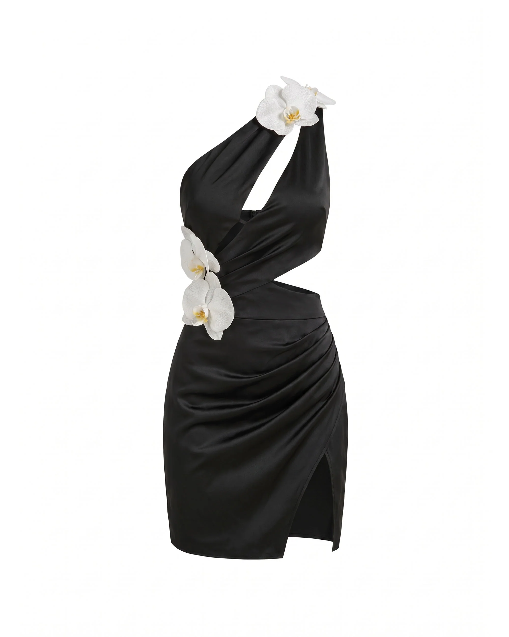 Orchid Embellished Cutout Mini Dress - Black - Image 2