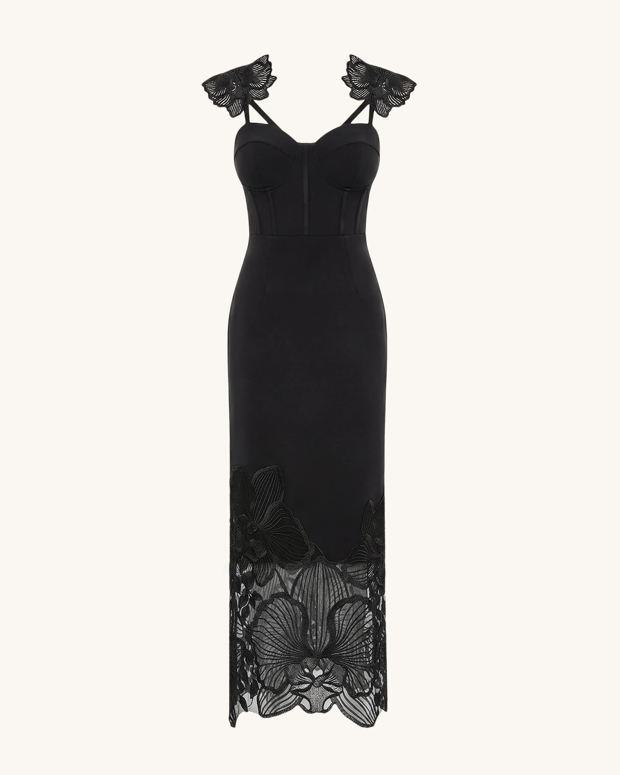 Orchid Embroidered Corset Dress - Black - Image 3