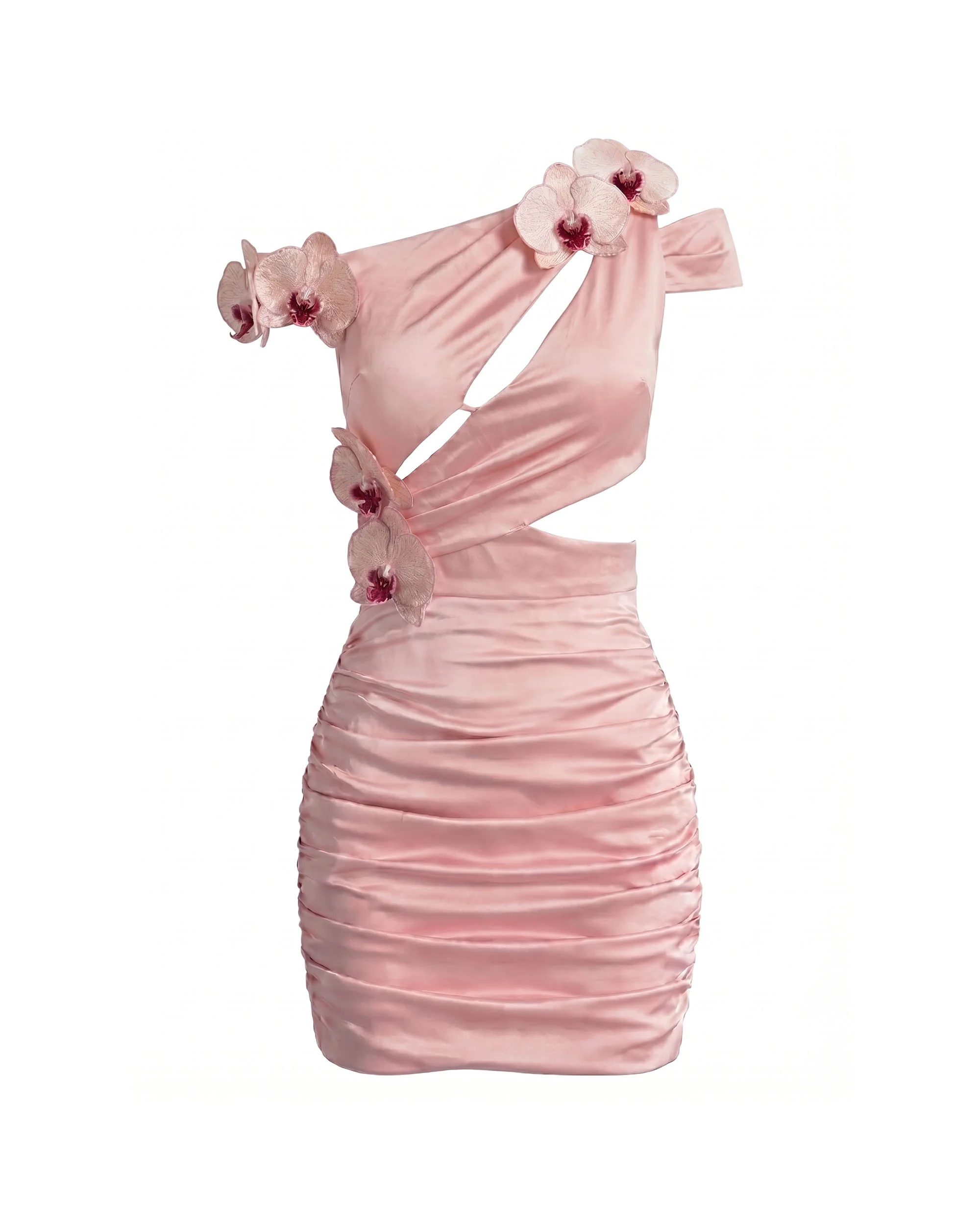 Orchid Embroidered Cutout Ruched Mini Dress - Blush Pink - Image 2
