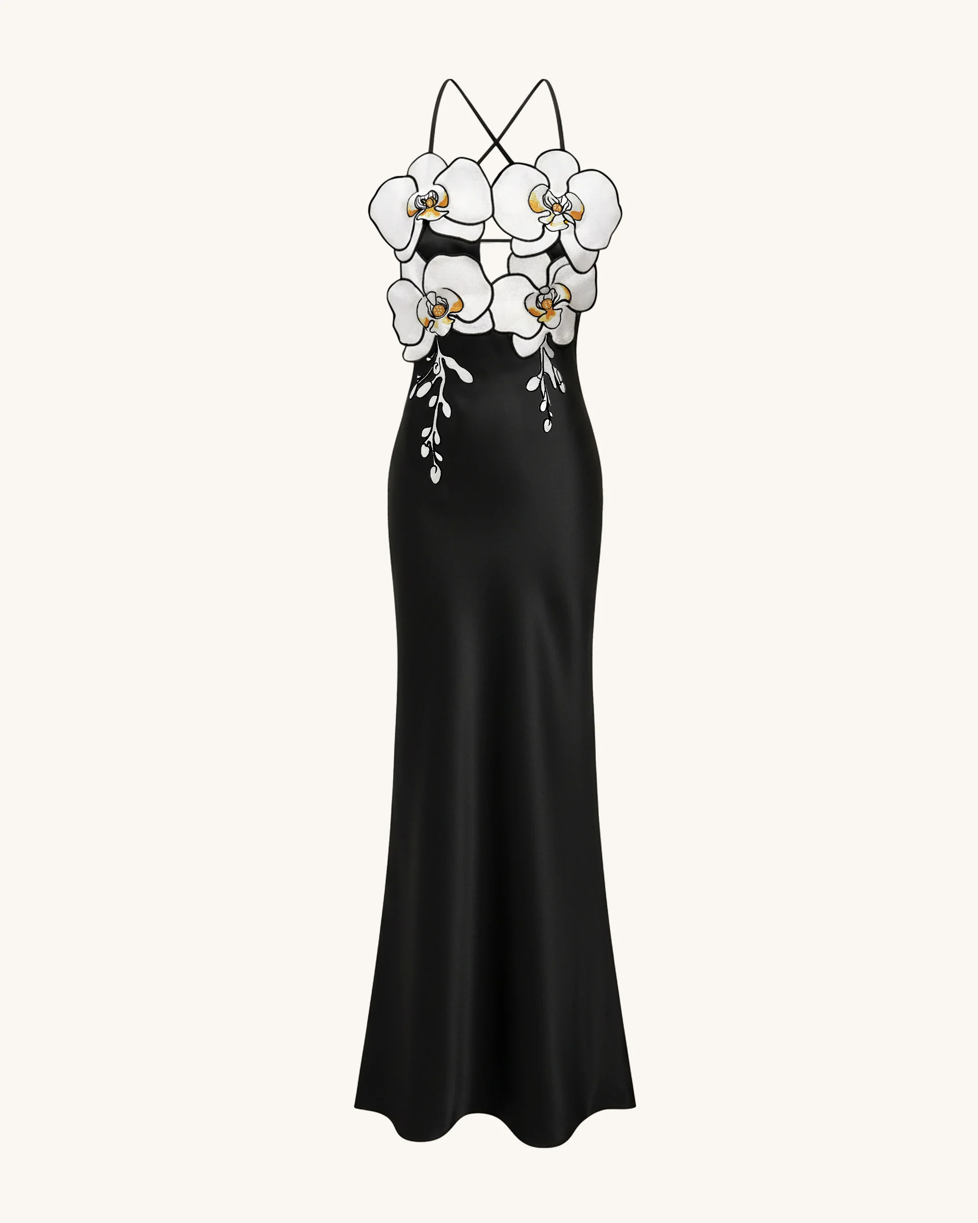Orchid Embroidered Dress – Black/White - Image 2