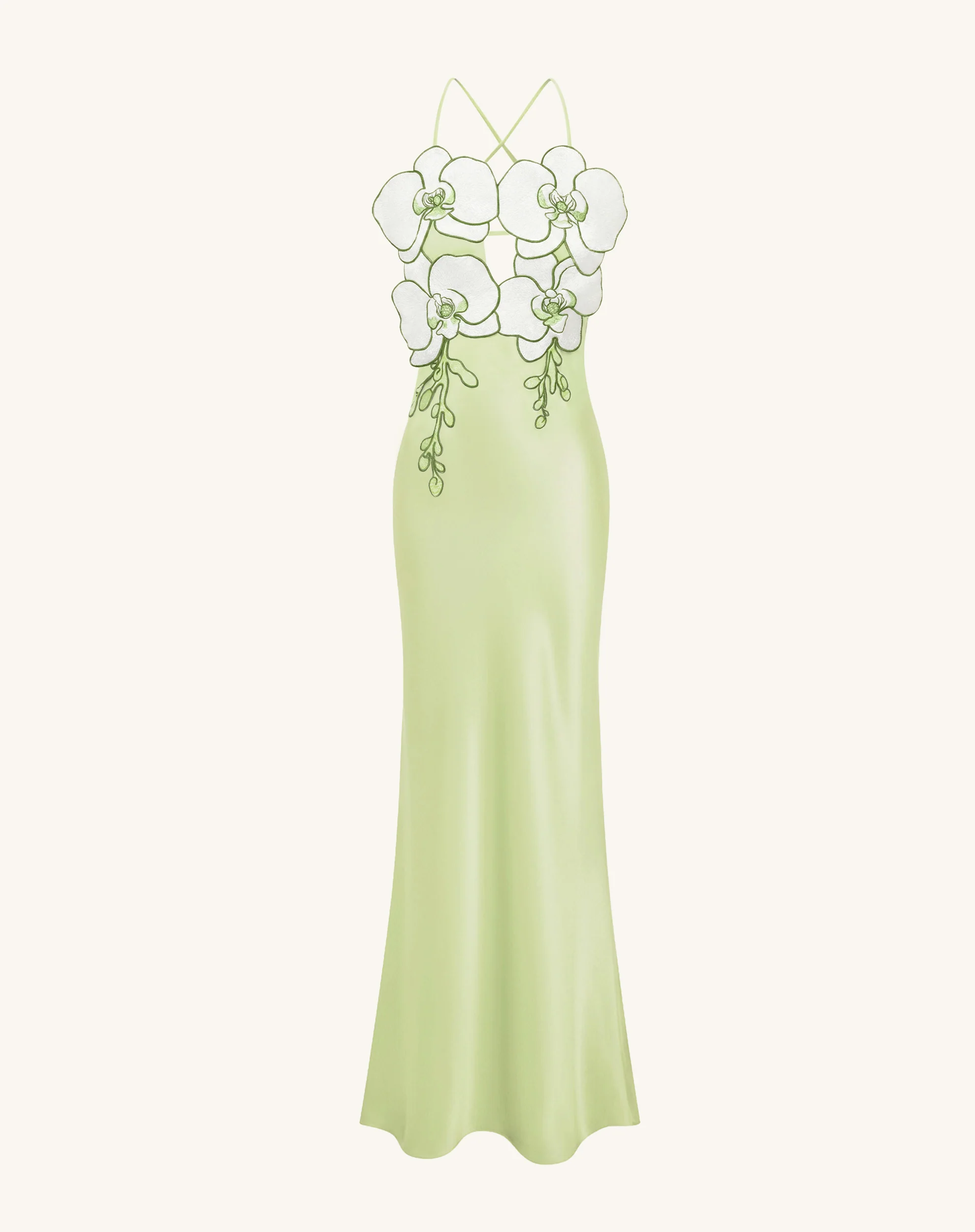 Orchid Embroidered Dress - Light Green/Ivory - Image 2