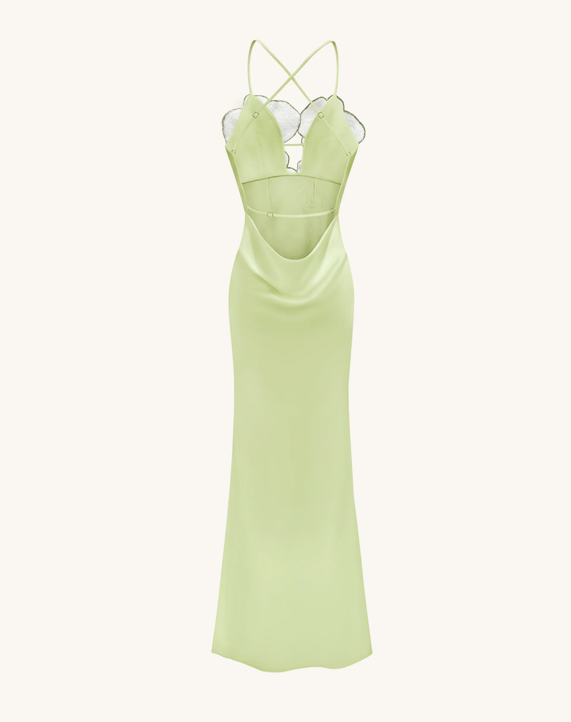 Orchid Embroidered Dress - Light Green/Ivory - Image 4