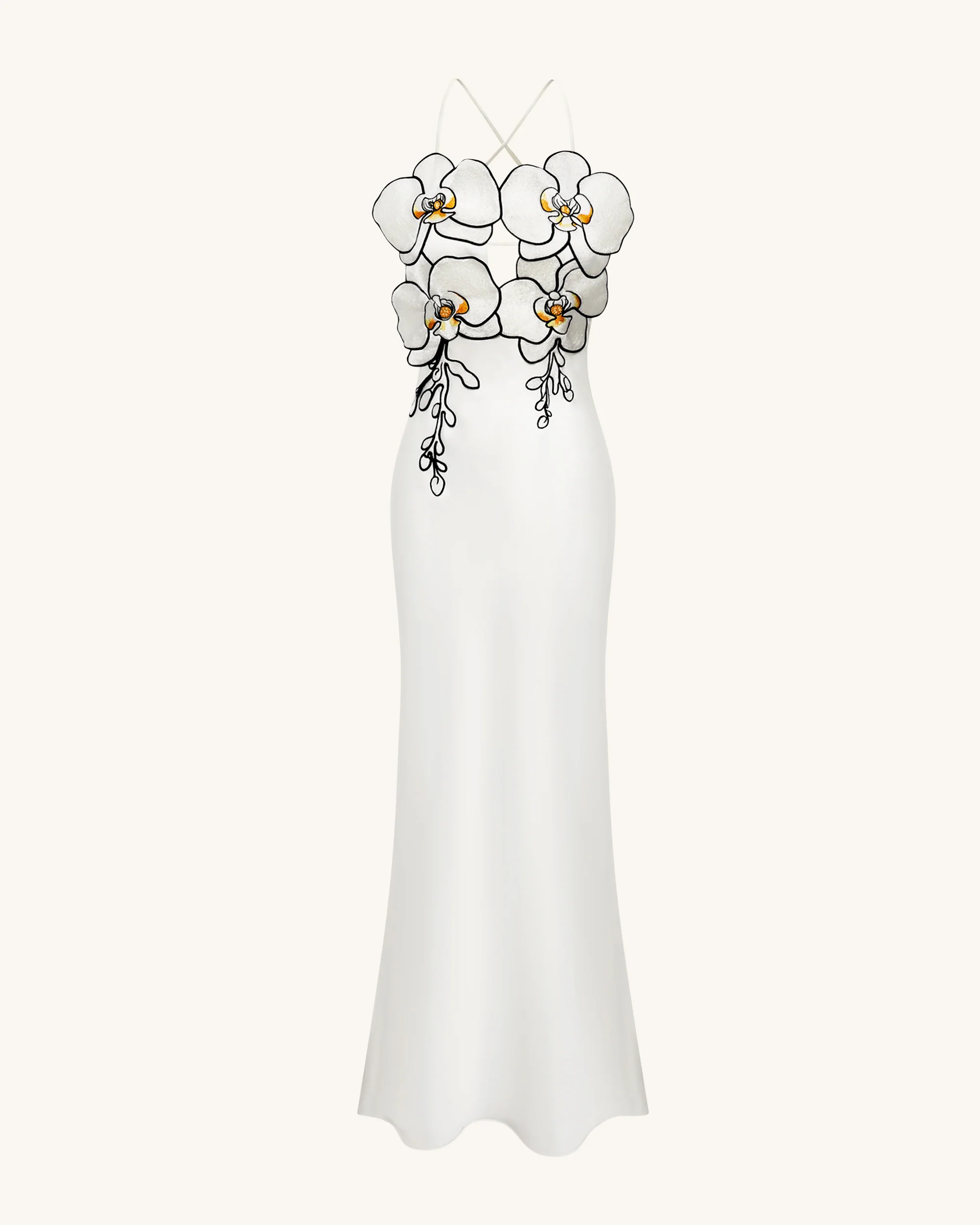 Orchid Embroidered Dress - White/Black - Image 2