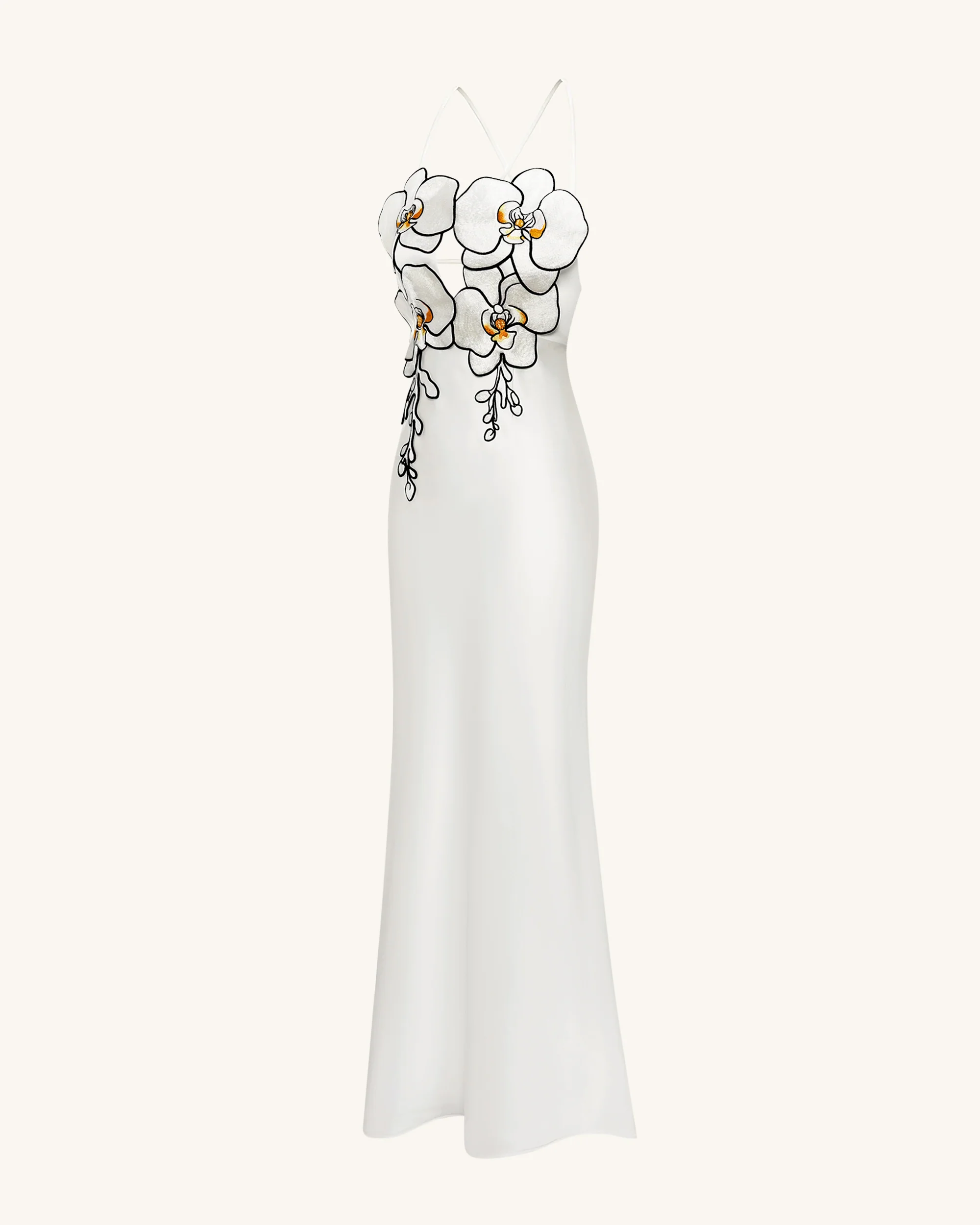 Orchid Embroidered Dress - White/Black - Image 3
