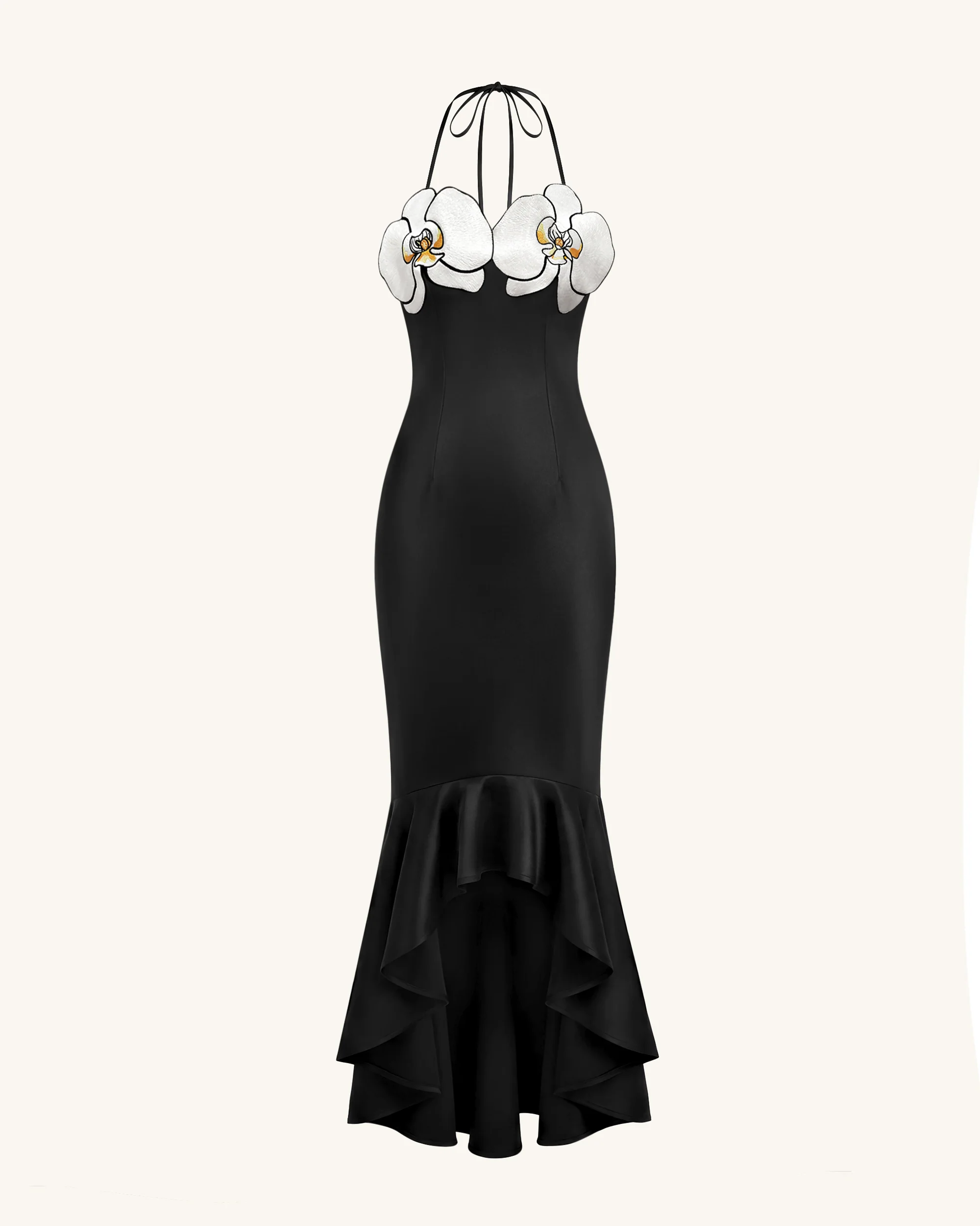 Orchid Embroidered High-Low Midi Dress - Black - Image 2