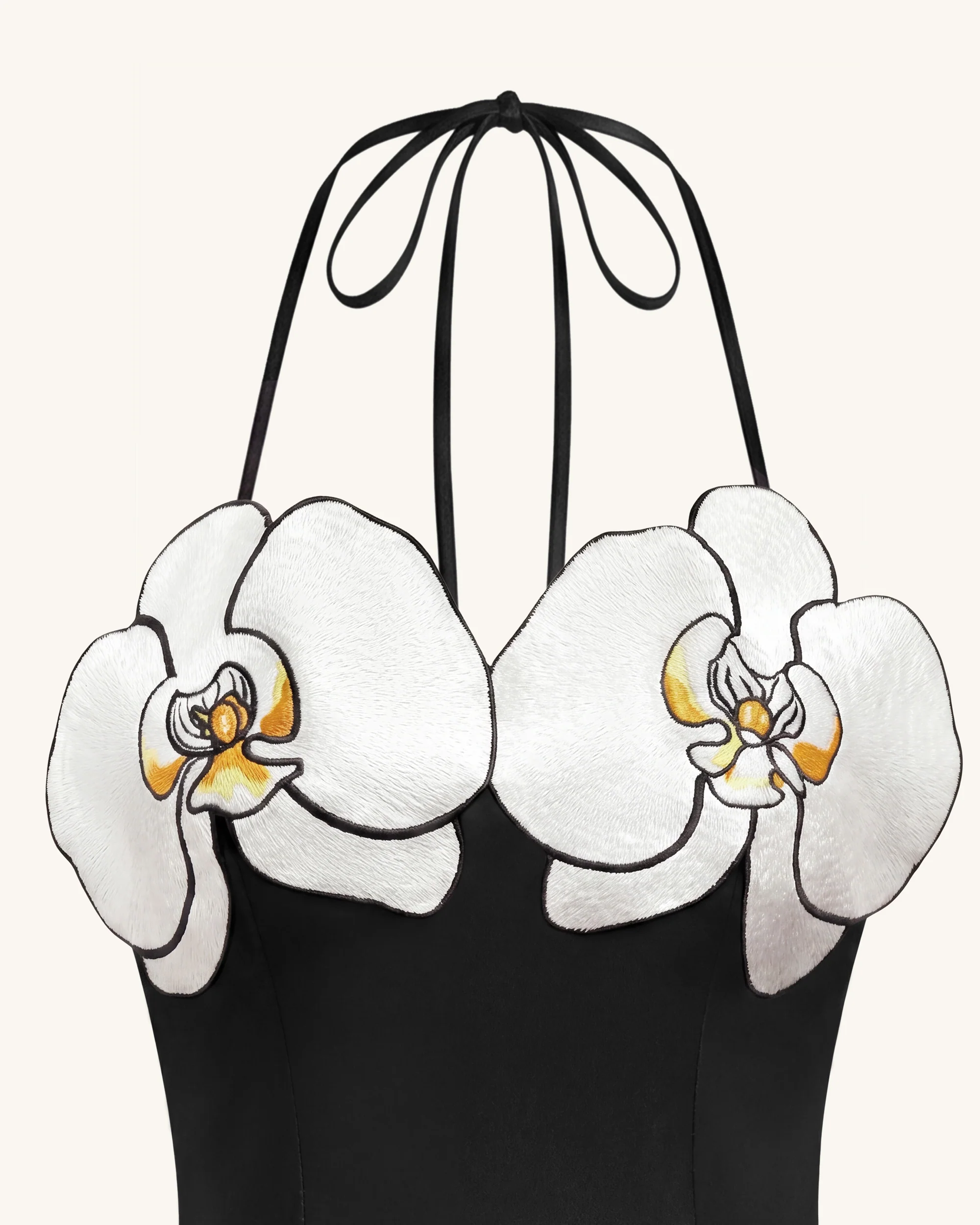 Orchid Embroidered High-Low Midi Dress - Black - Image 5