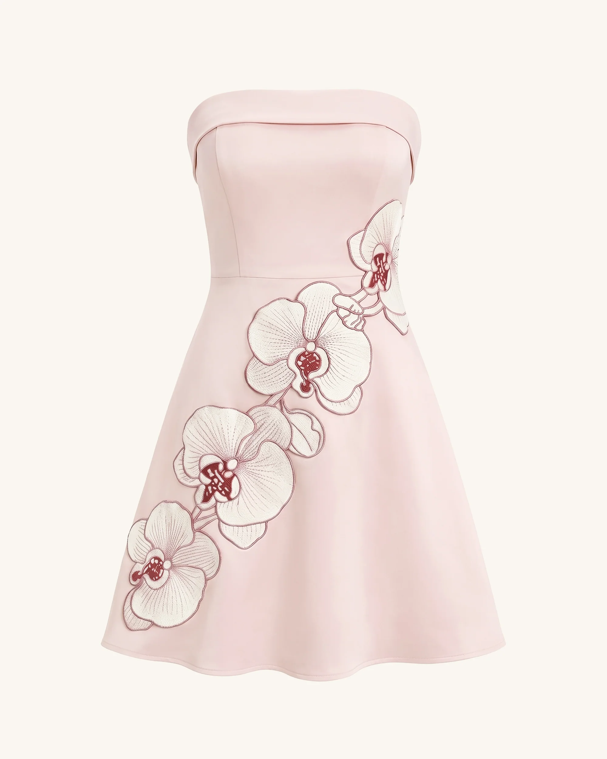 Orchid Embroidered Strapless A-Line Midi Dress - Blush Pink - Image 3