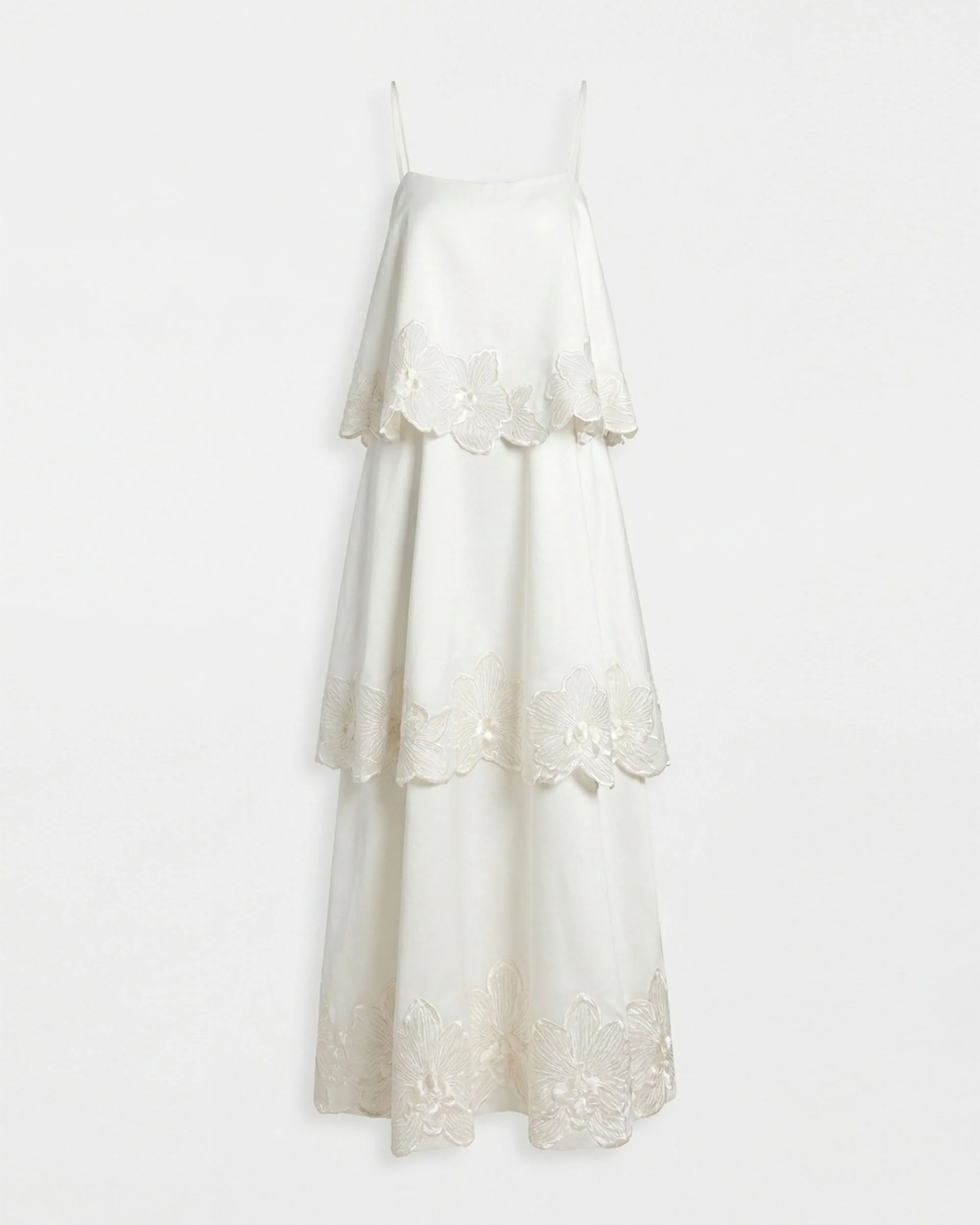 Orchid Embroidered Tiered Maxi Dress - White - Image 2