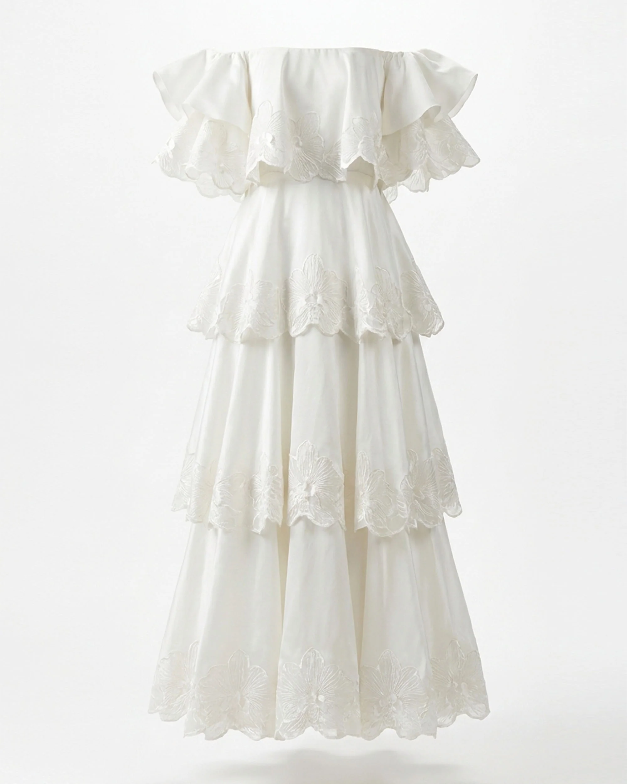 Orchid Embroidered Tiered Off-Shoulder Maxi Dress - White - Image 2