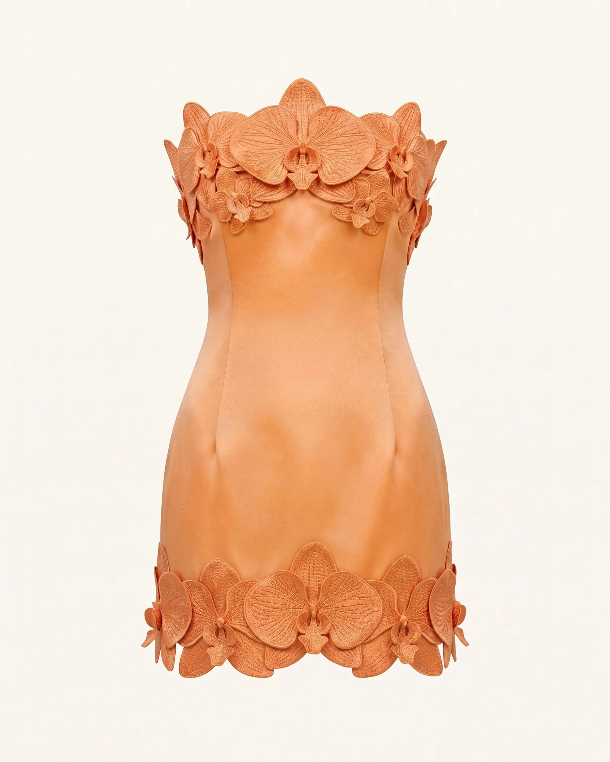 Orchid Trim Strapless Mini Dress - Apricot - Image 2