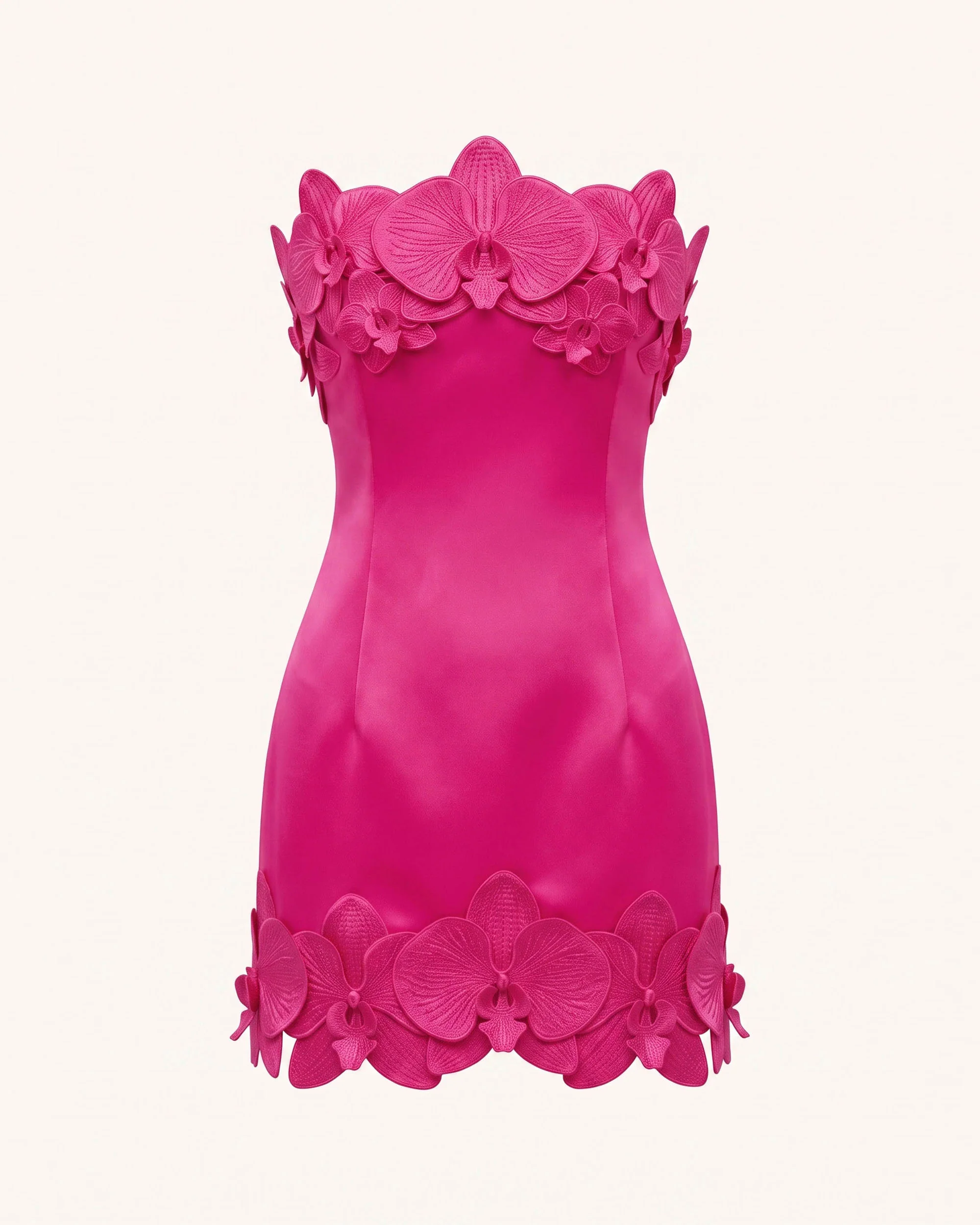 Orchid Trim Strapless Mini Dress - Fuchsia - Image 2