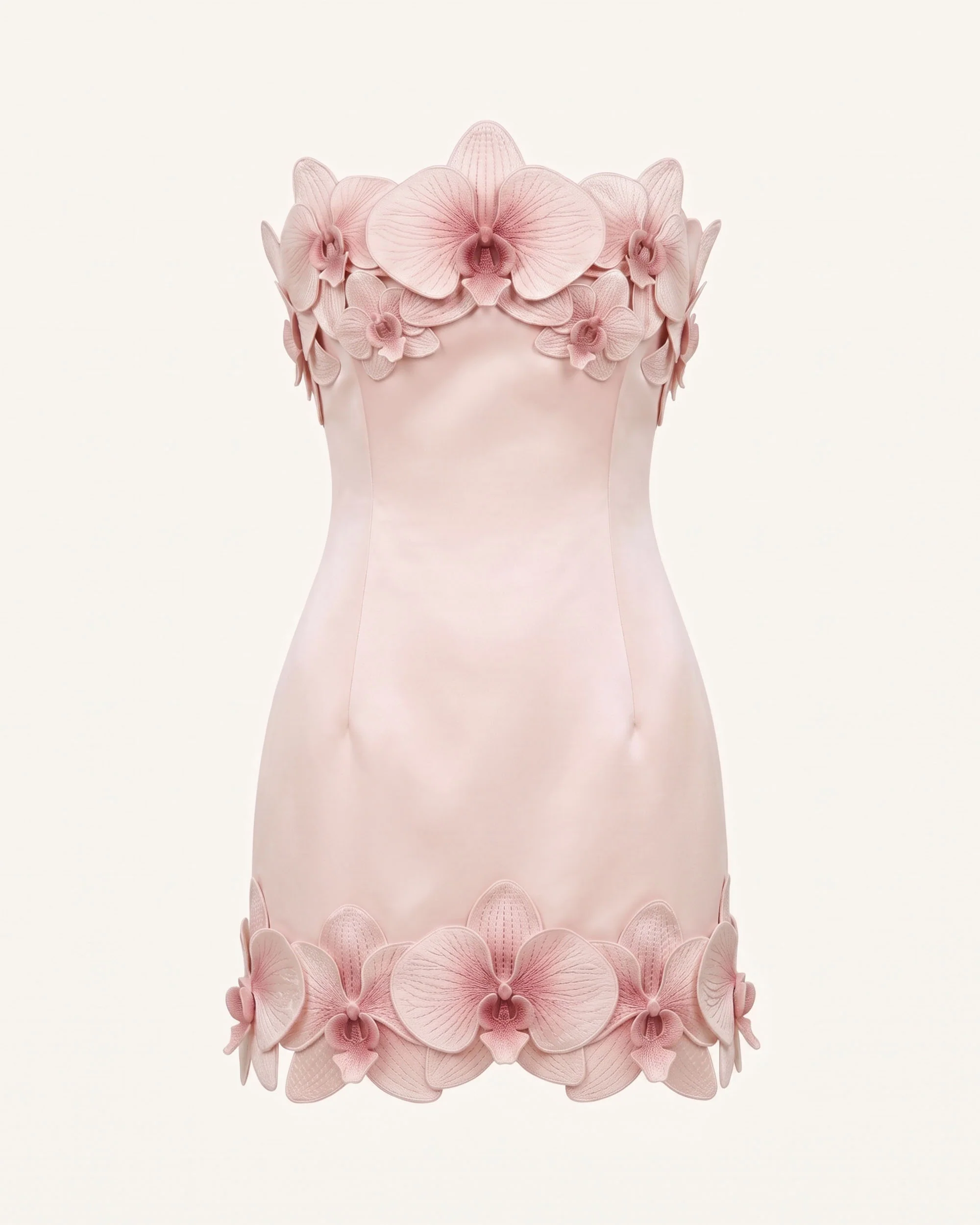 Orchid Trim Strapless Mini Dress - Pink - Image 2