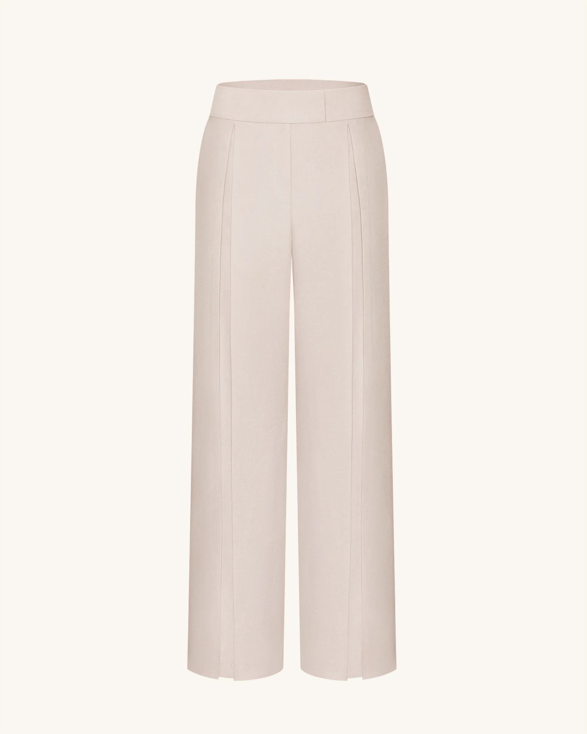 Pleated Wide-Leg Trousers - Beige - Image 5