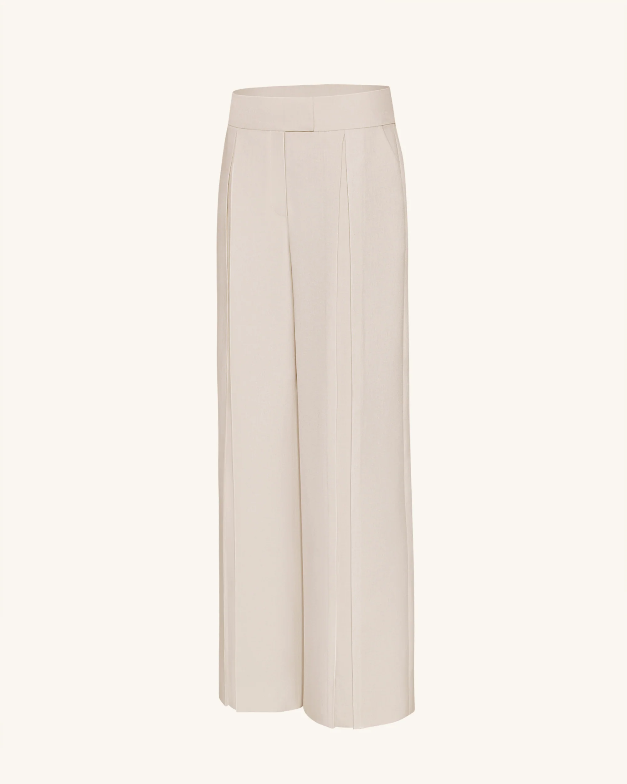 Pleated Wide-Leg Trousers - Beige - Image 6