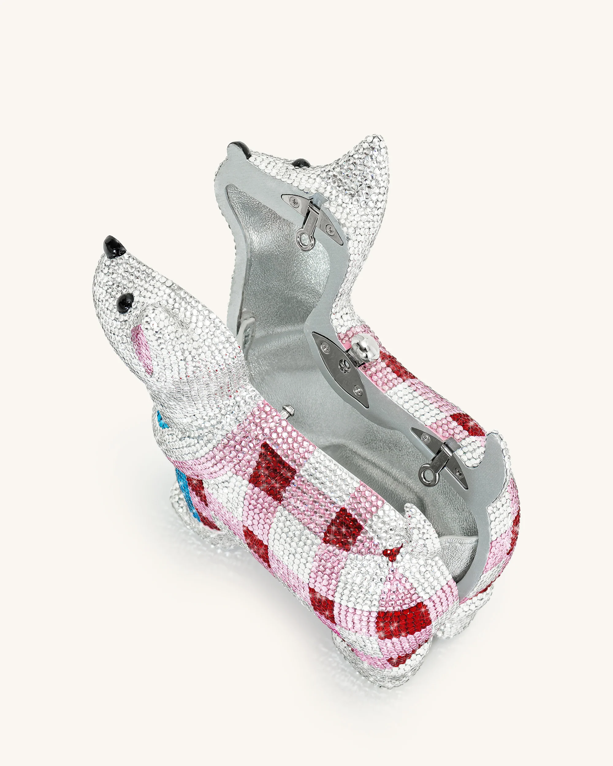 Eden Puppy Shape Faux Crystal Clutch - White - Image 4