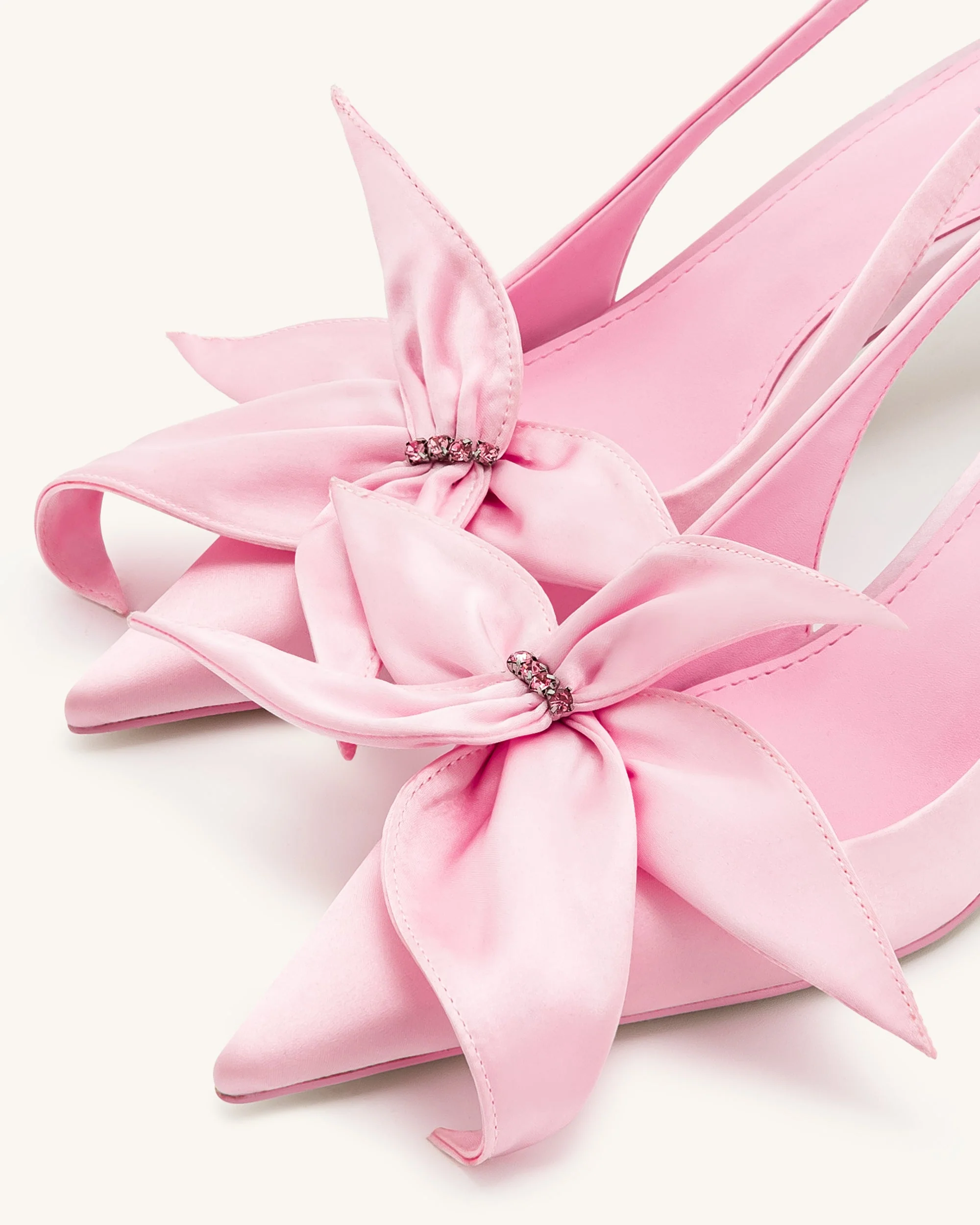 Queena Floral Appliques Slingback Pumps - Pink - Image 6