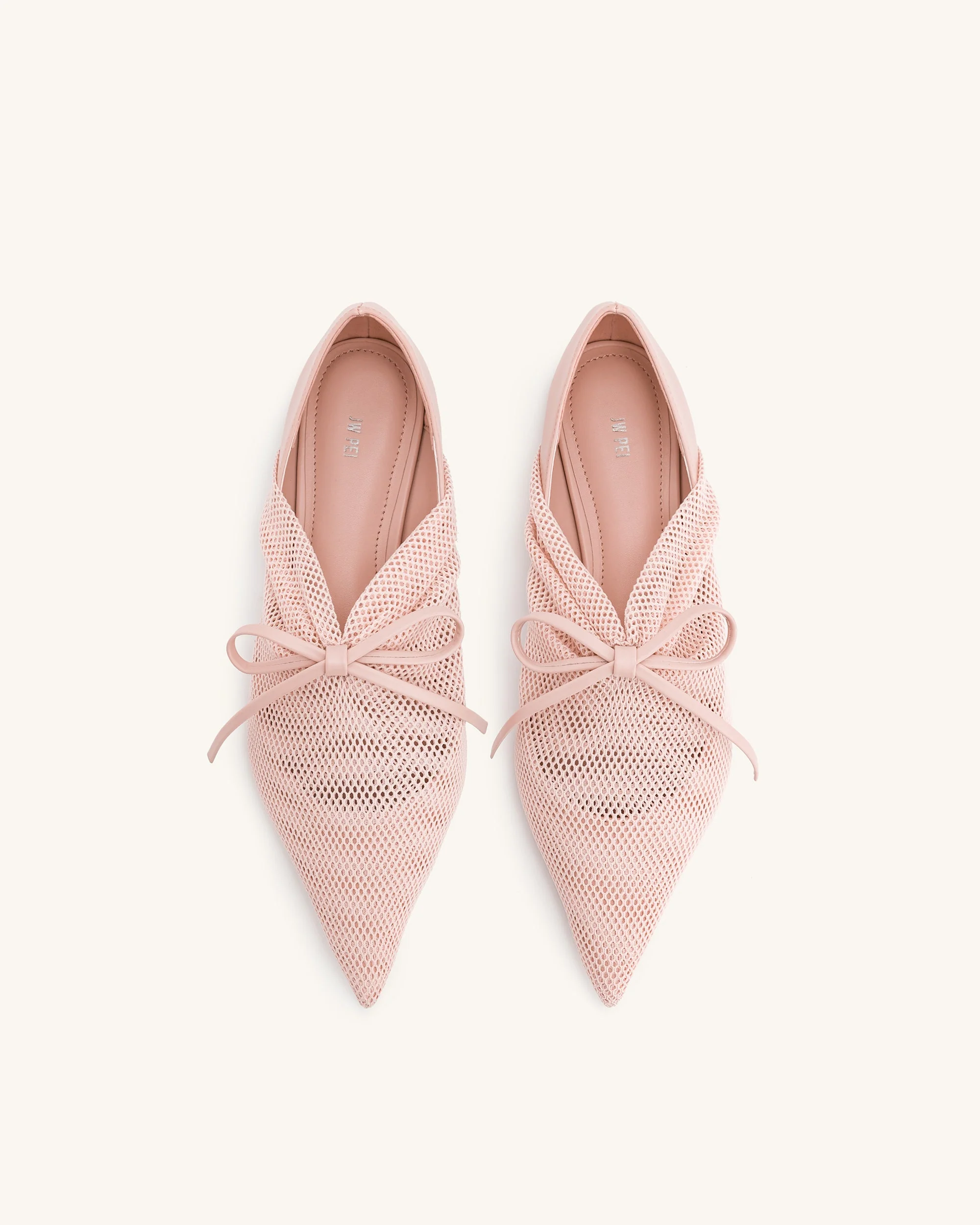 Reilly Fishnet Ballerina Flats - Pink Beige - Image 3