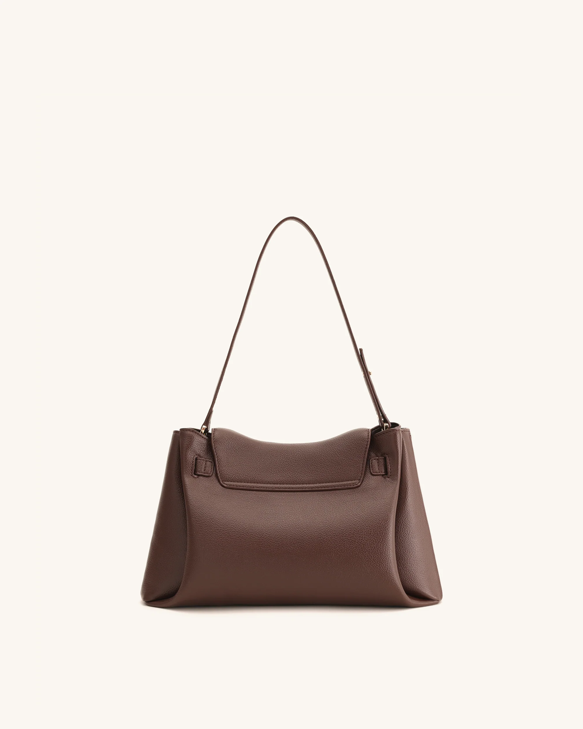 Rhea Pebbled Double Buckle Shoulder Bag - Dark Brown - Image 4