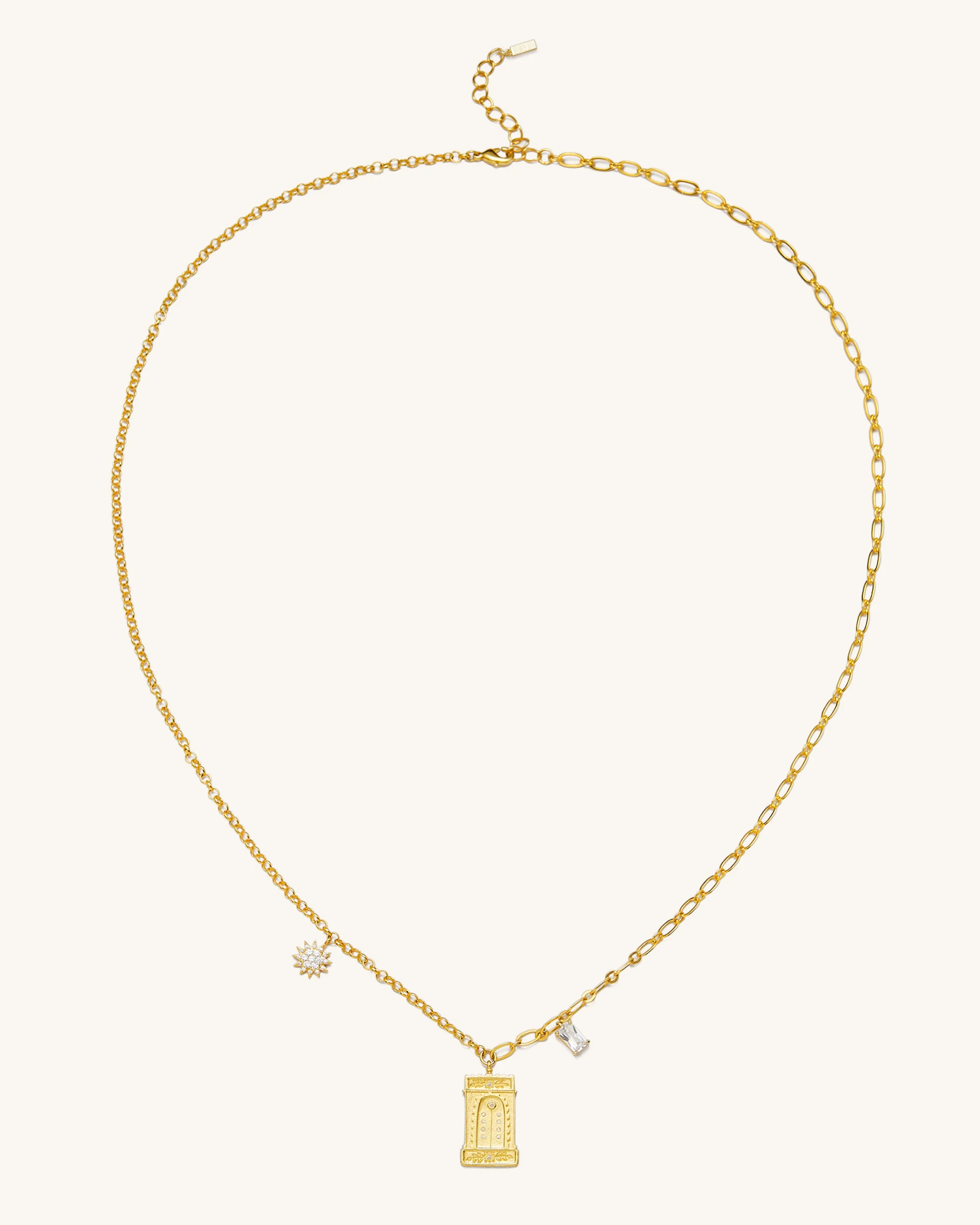 Roman Arch Pendant Necklace - 18ct Gold Plated & White Zircon - Image 2