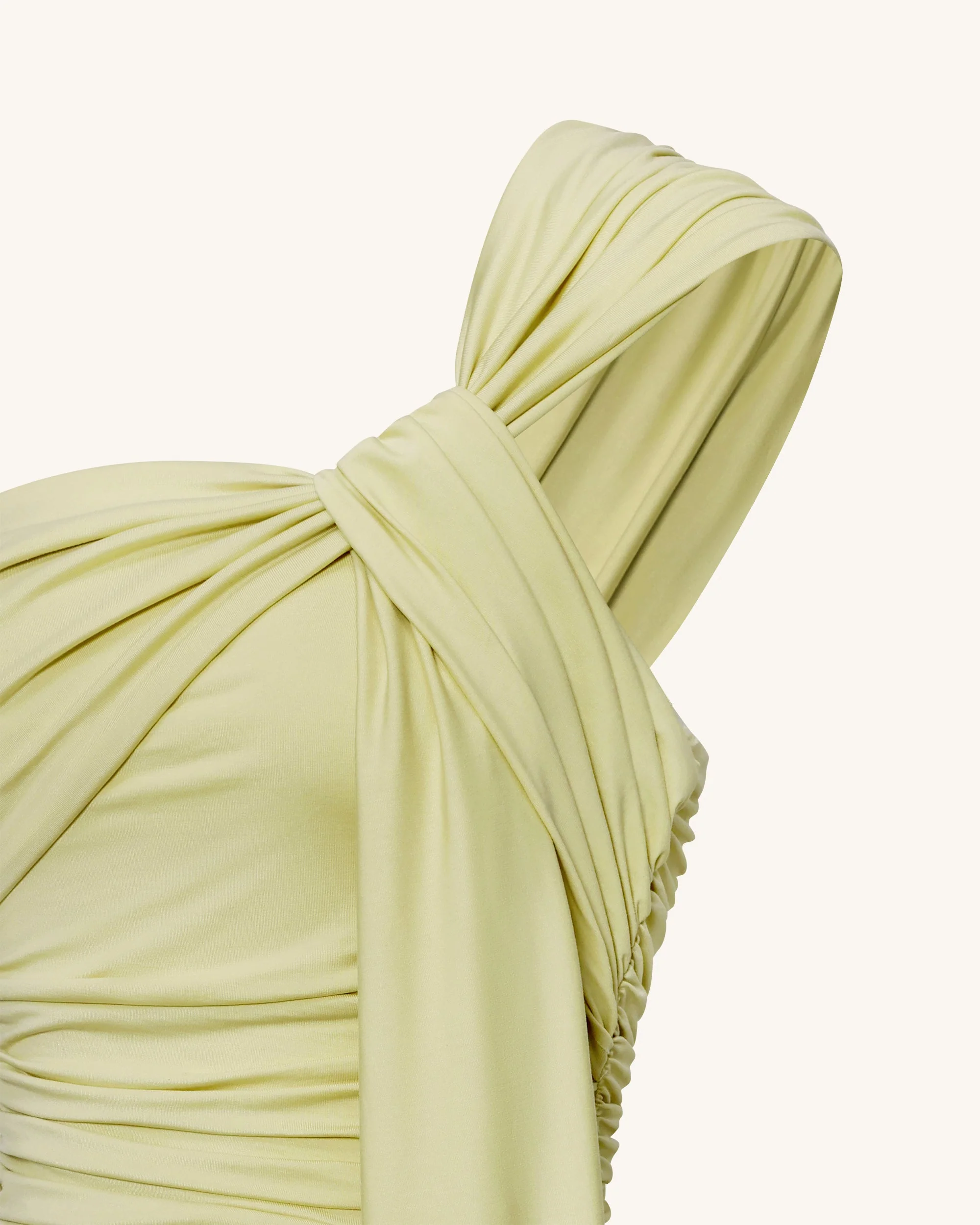 Ruched One-Shoulder Maxi Dress with Trailing Sash - Green - Image 7