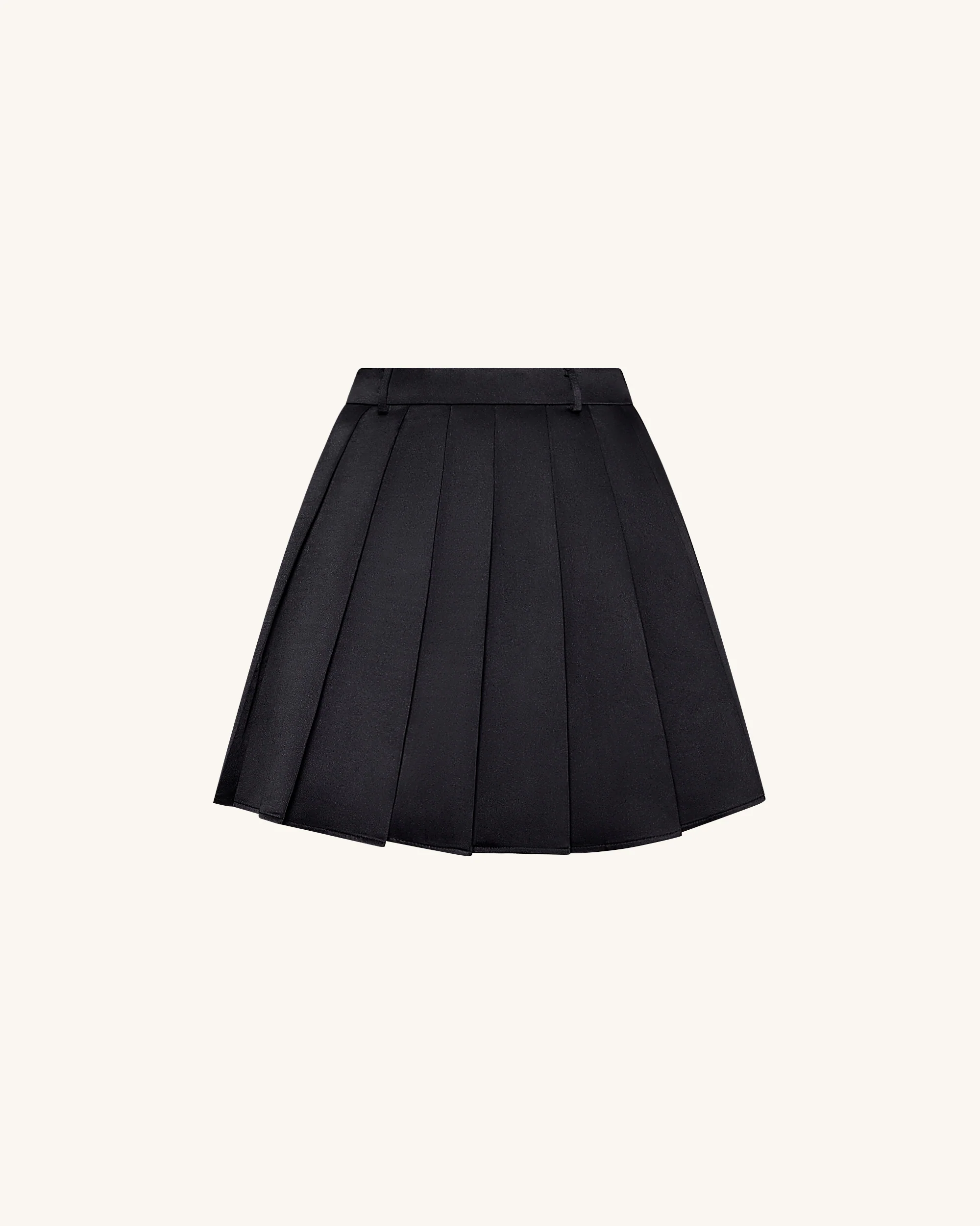 Satin Pleated Mini Skirt - Black - Image 3