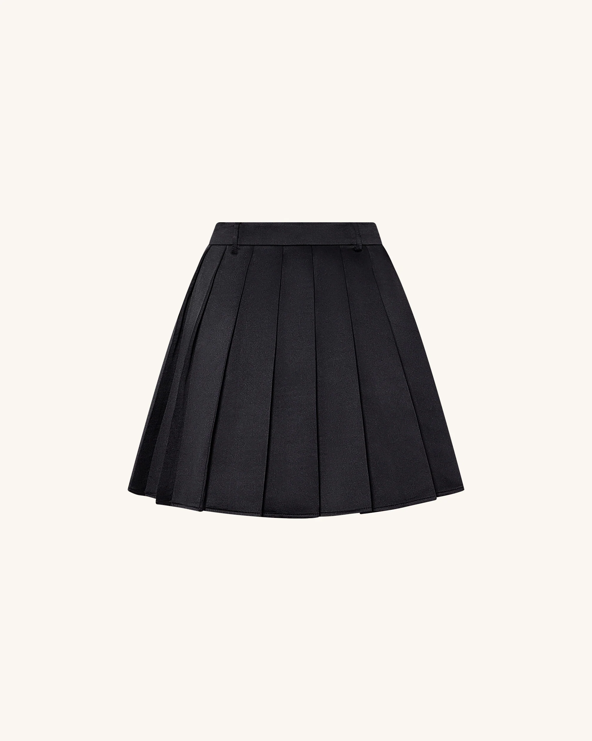 Satin Pleated Mini Skirt - Black - Image 4