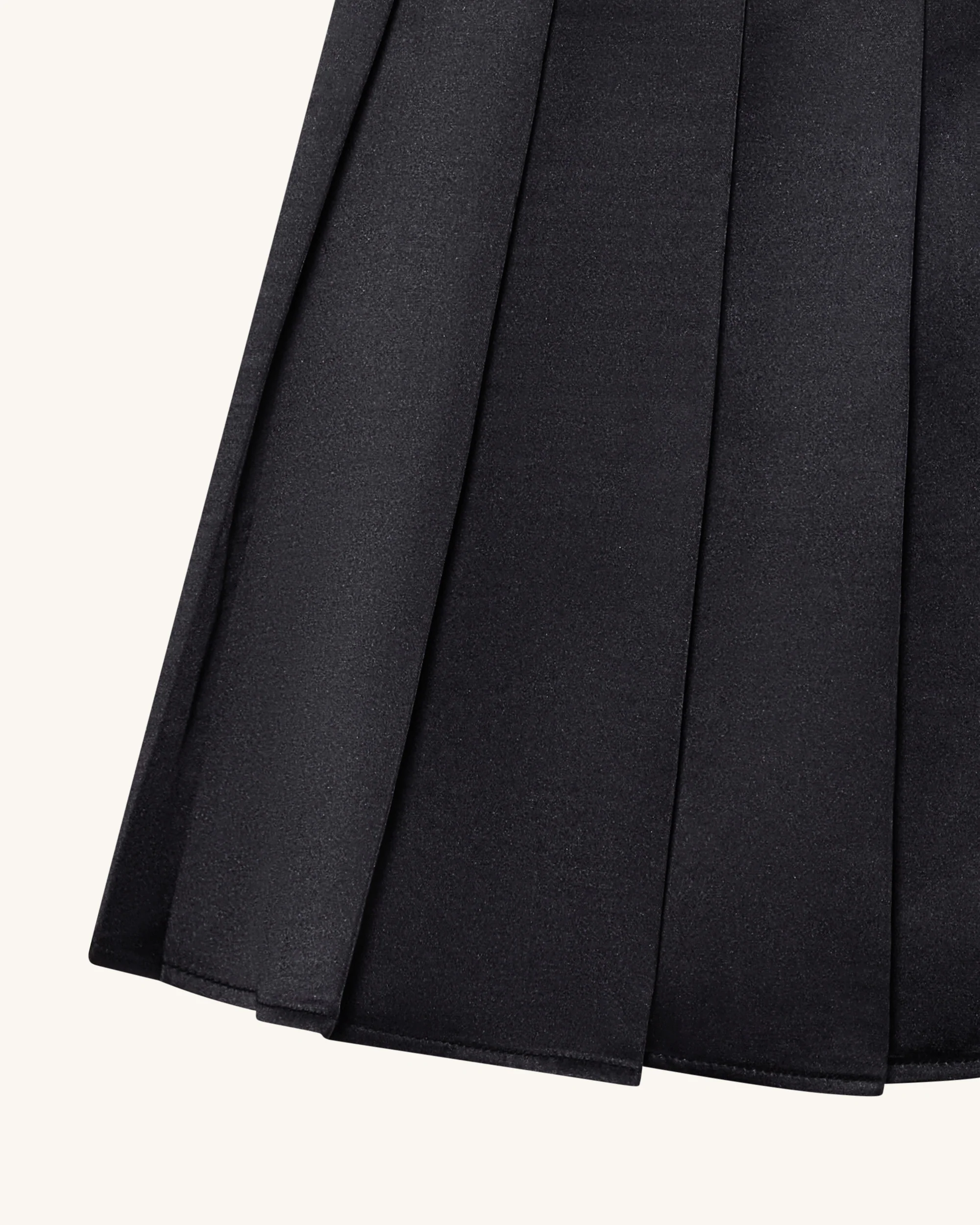 Satin Pleated Mini Skirt - Black - Image 5
