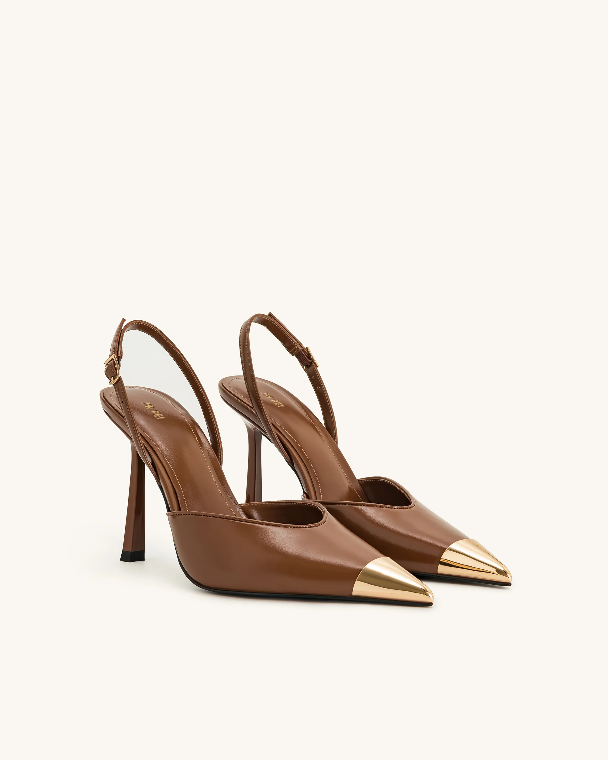 Savannah Gold Tipped Slingback Pumps - Brown - Image 3