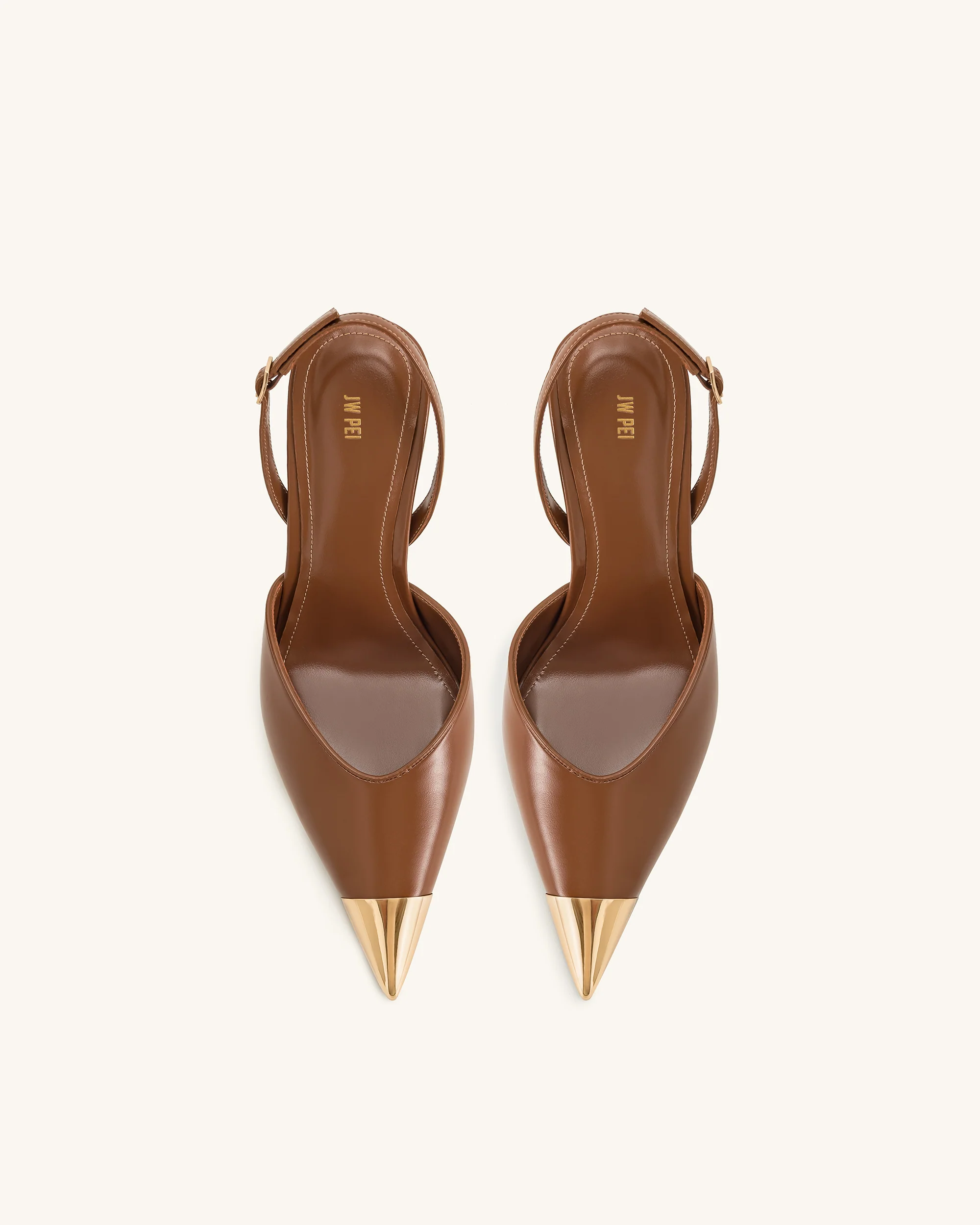 Savannah Gold Tipped Slingback Pumps - Brown - Image 4
