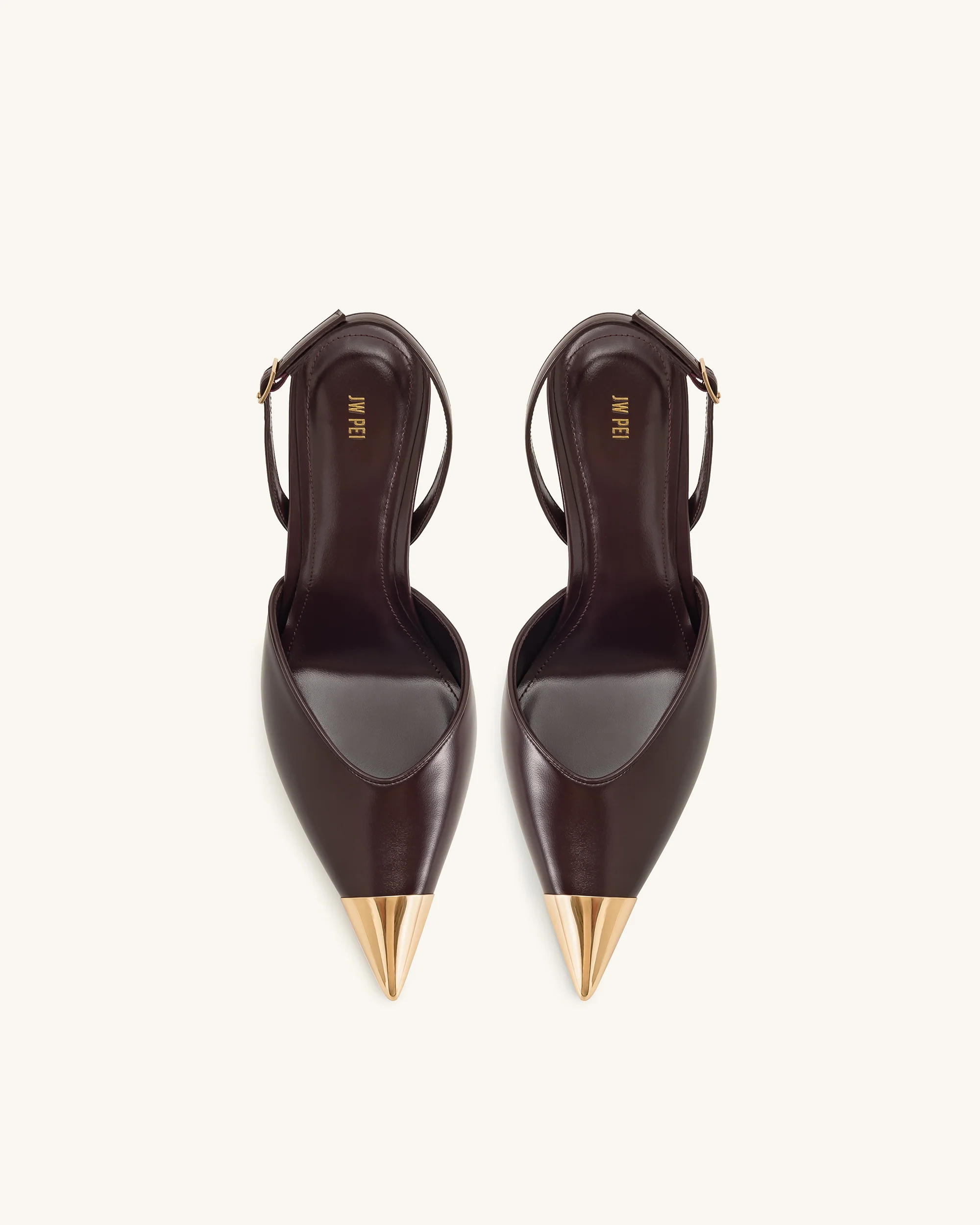 Savannah Gold Tipped Slingback Pumps - Burgundy - Image 4