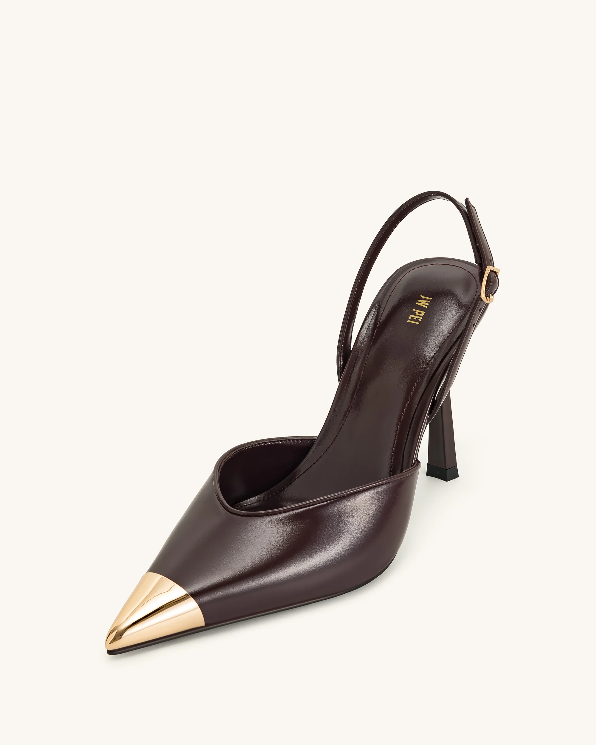 Savannah Gold Tipped Slingback Pumps - Burgundy - Image 7