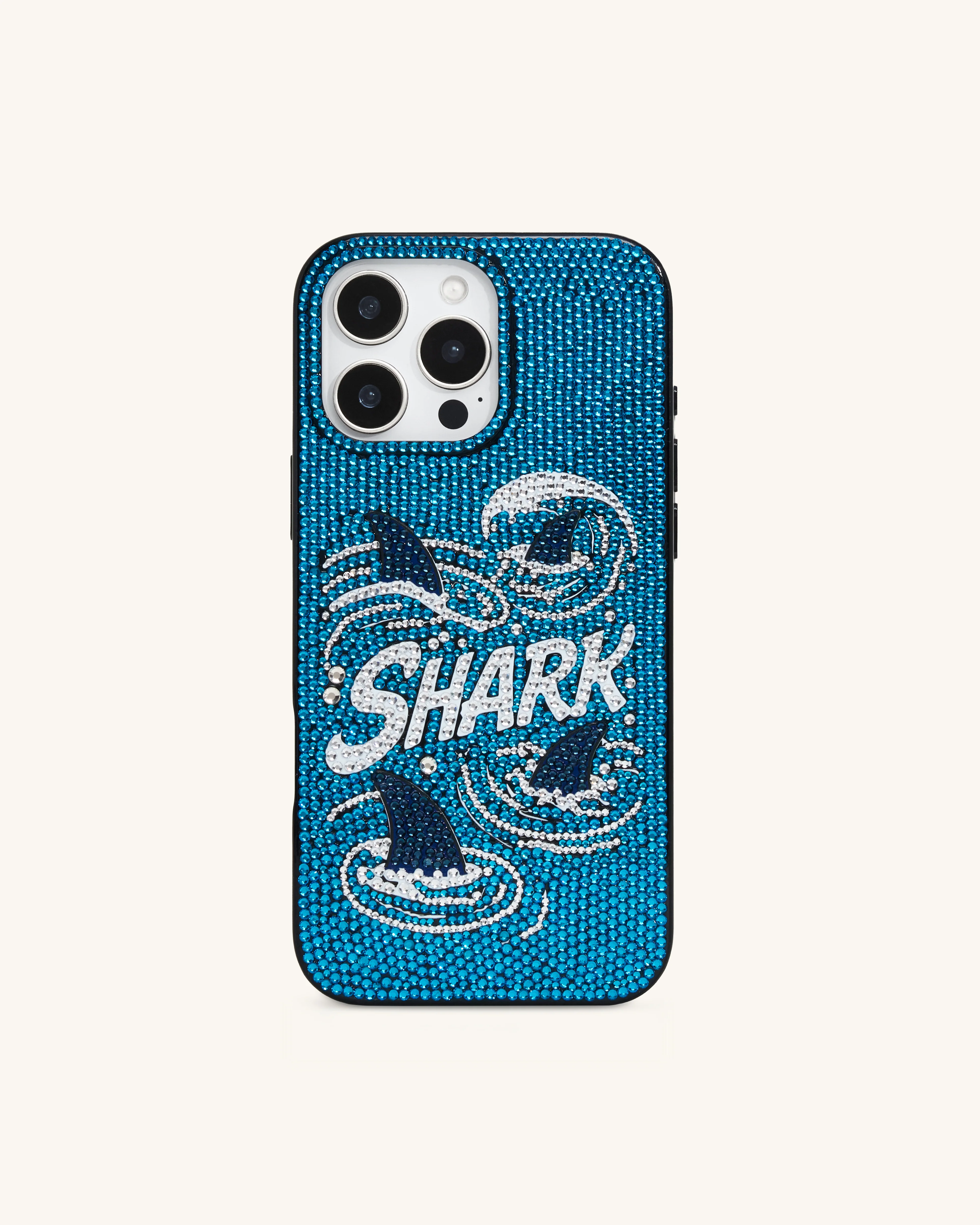 Shark Blue Artificial Crystal Phone Case - Blue - Image 2