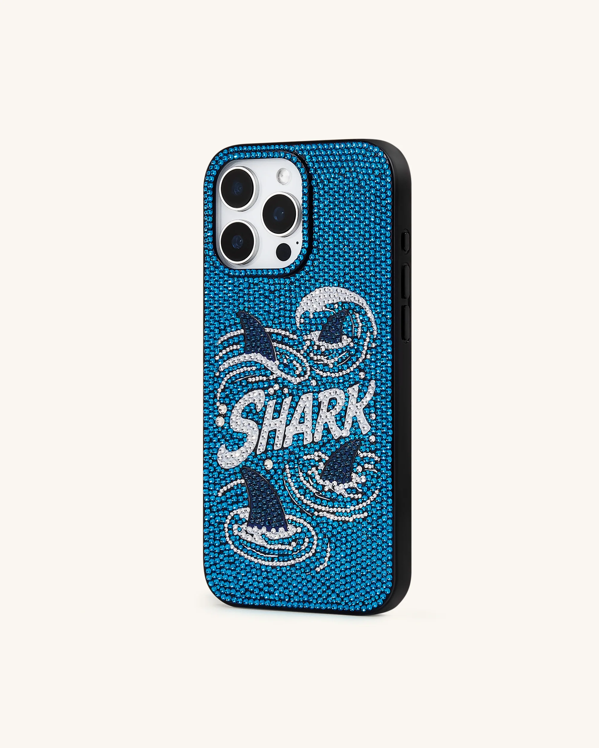 Shark Blue Artificial Crystal Phone Case - Blue - Image 3
