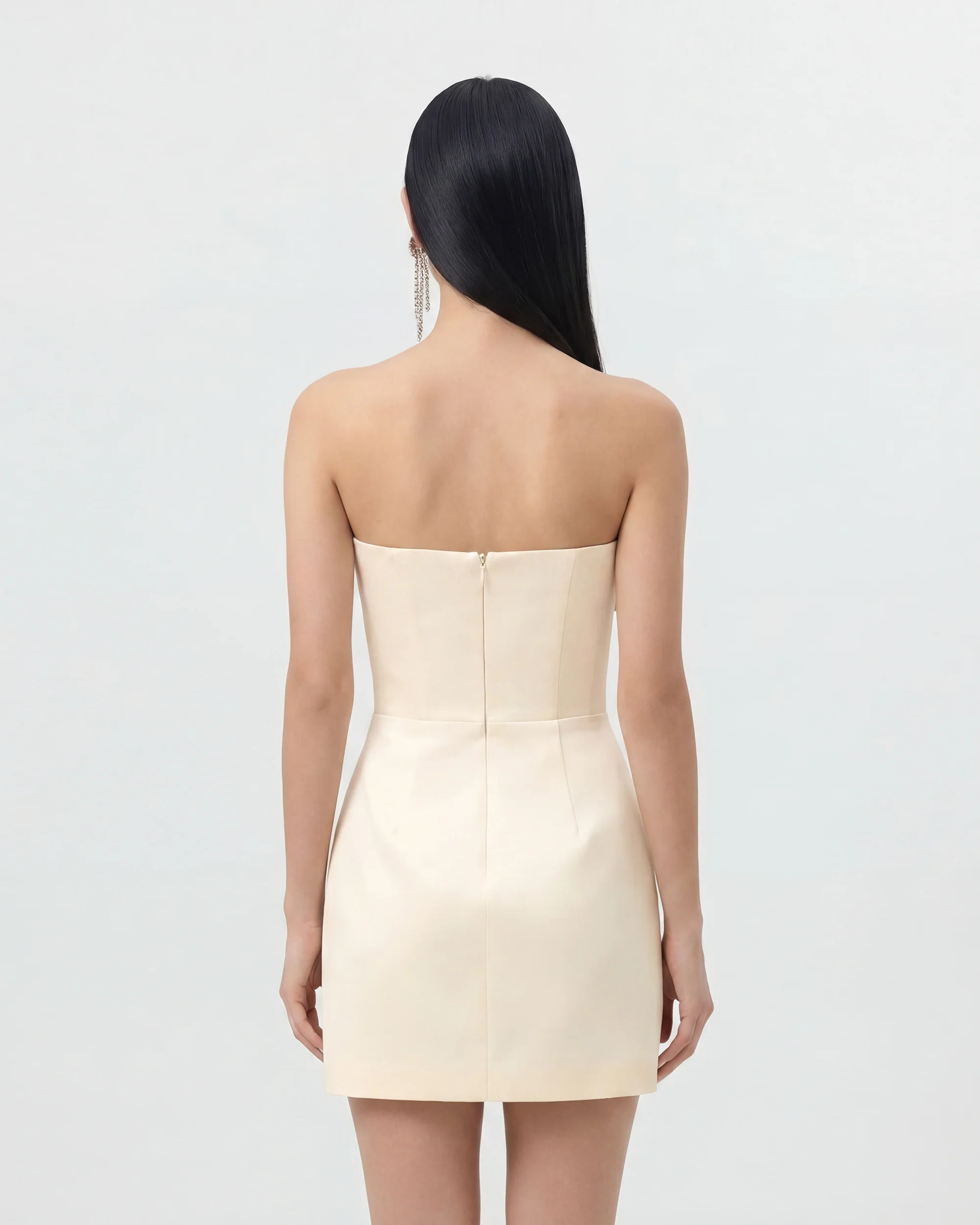 Slipper Orchid Appliqué Mini Dress - Ivory/Blue - Image 2