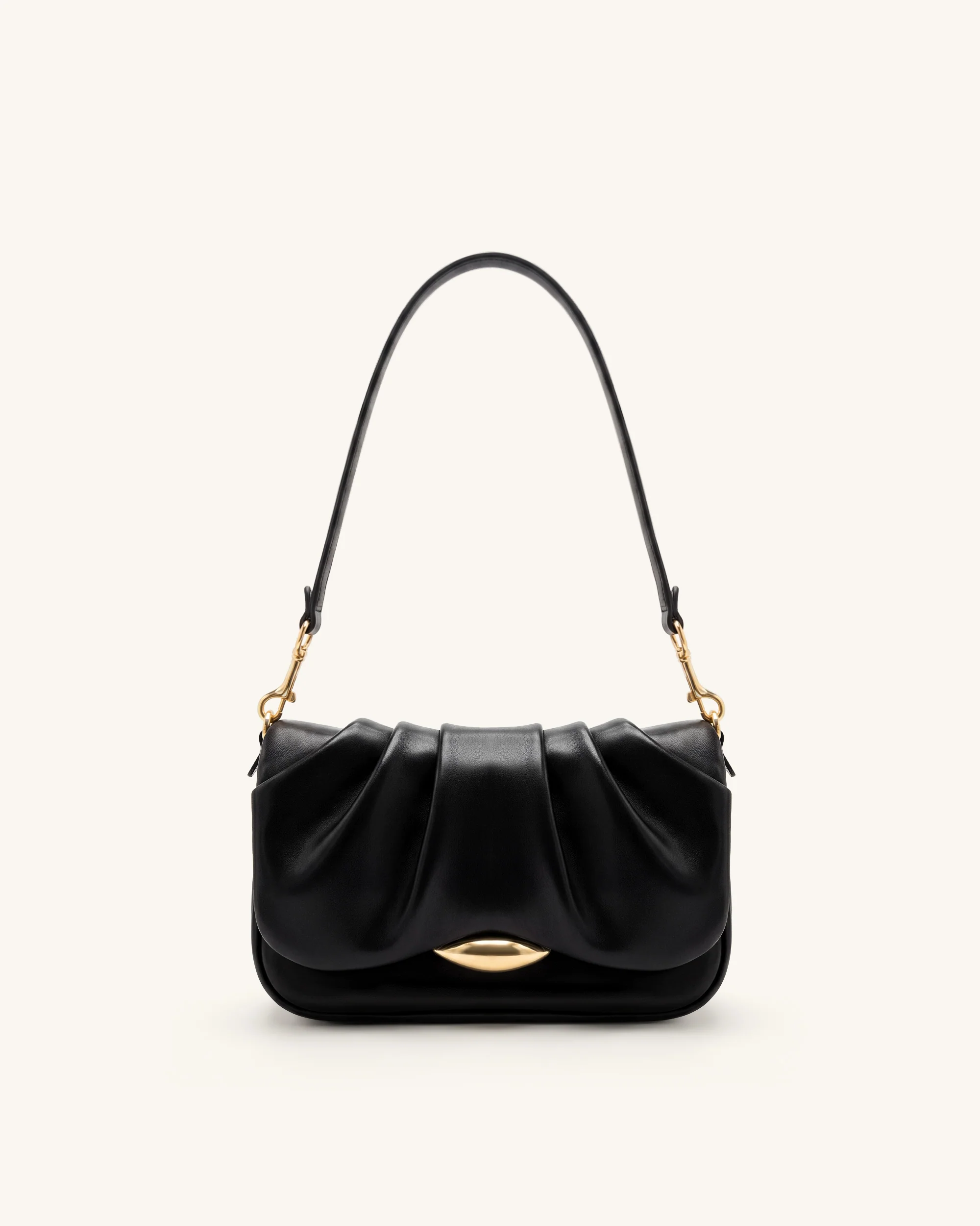 Sofia Ruched Shoulder Bag - Black
