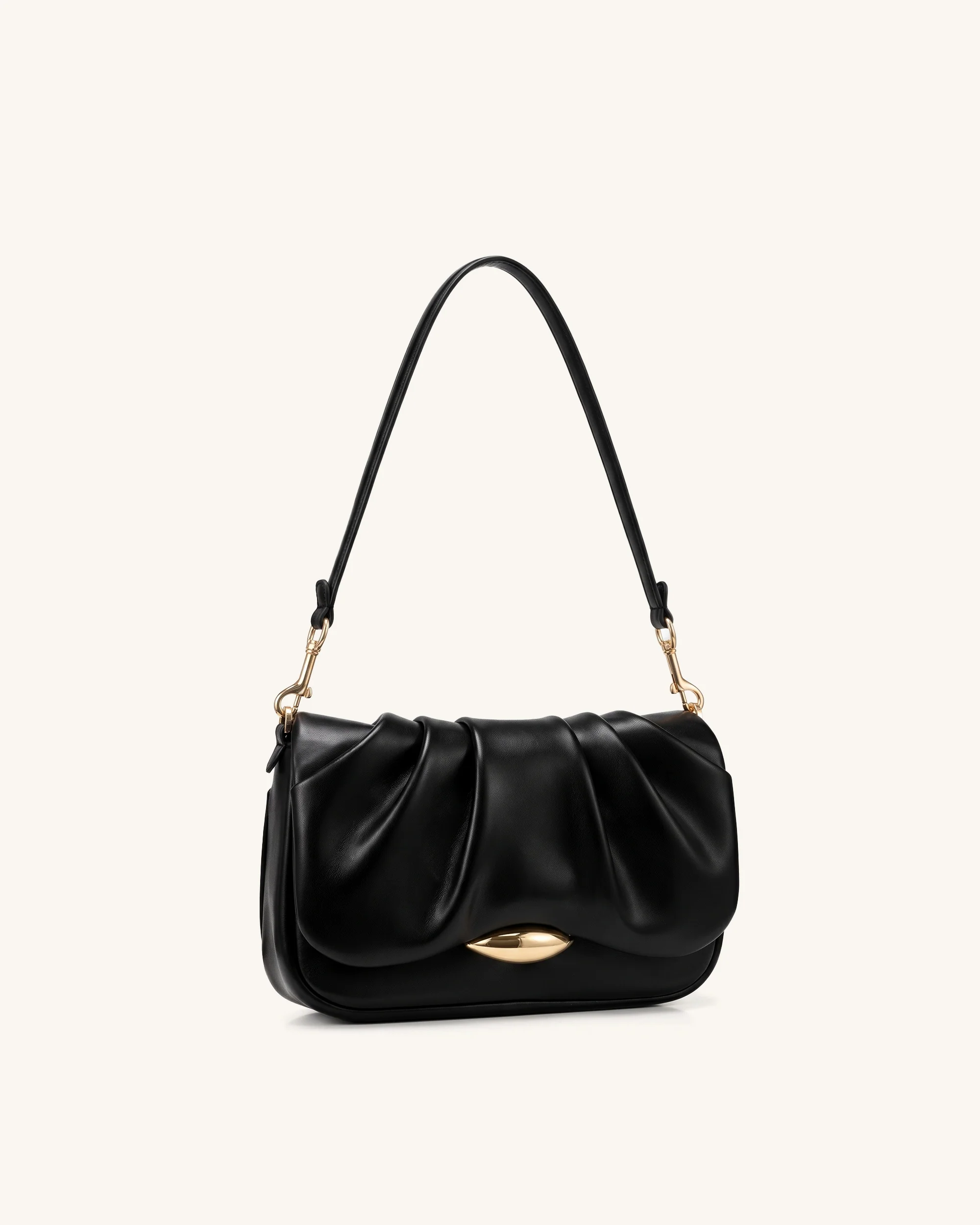 Sofia Ruched Shoulder Bag - Black - Image 2