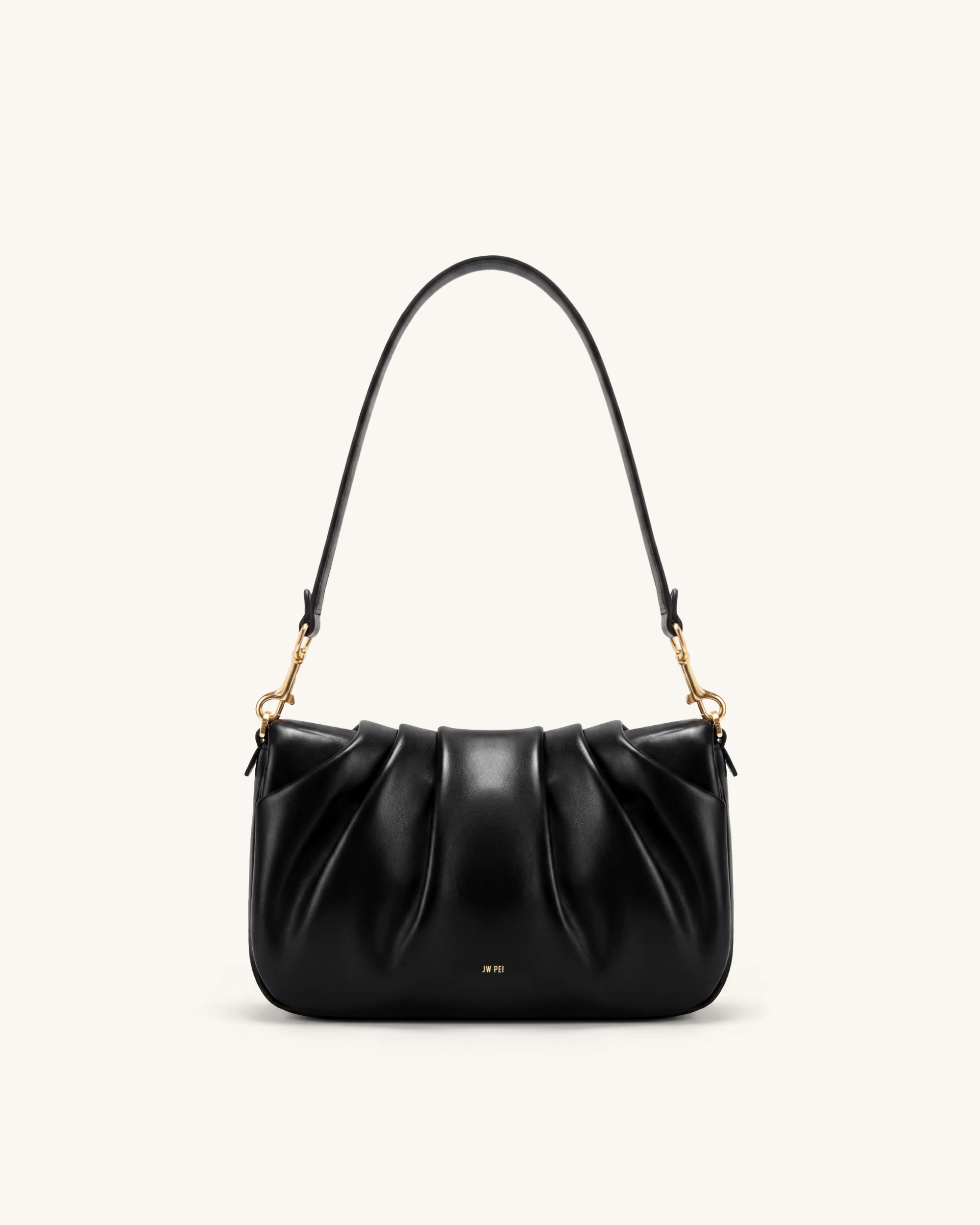Sofia Ruched Shoulder Bag - Black - Image 3